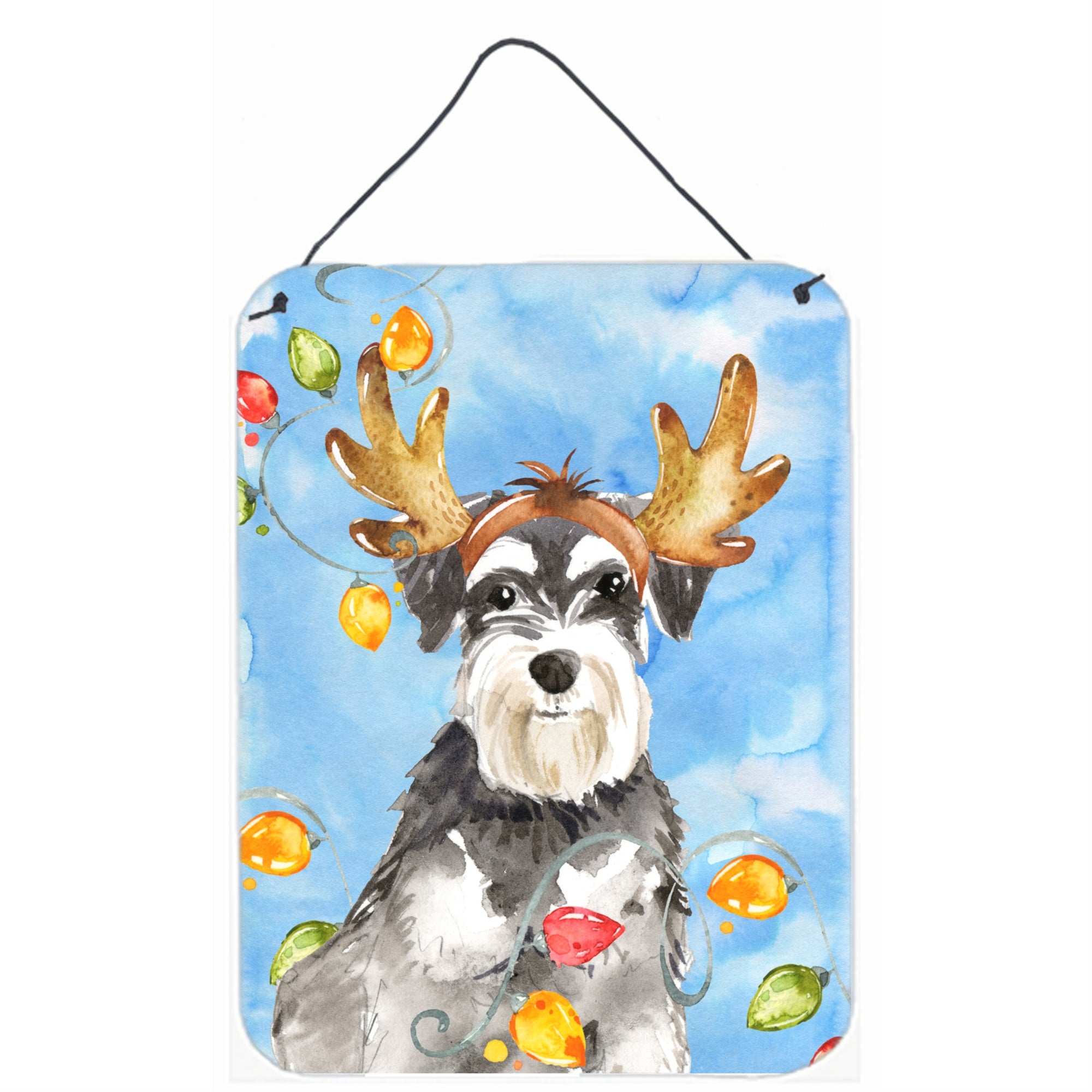 'Caroline'S Treasures Christmas Lights Schnauzer Door Hanging Prints Wall-Decor, Multicolor''