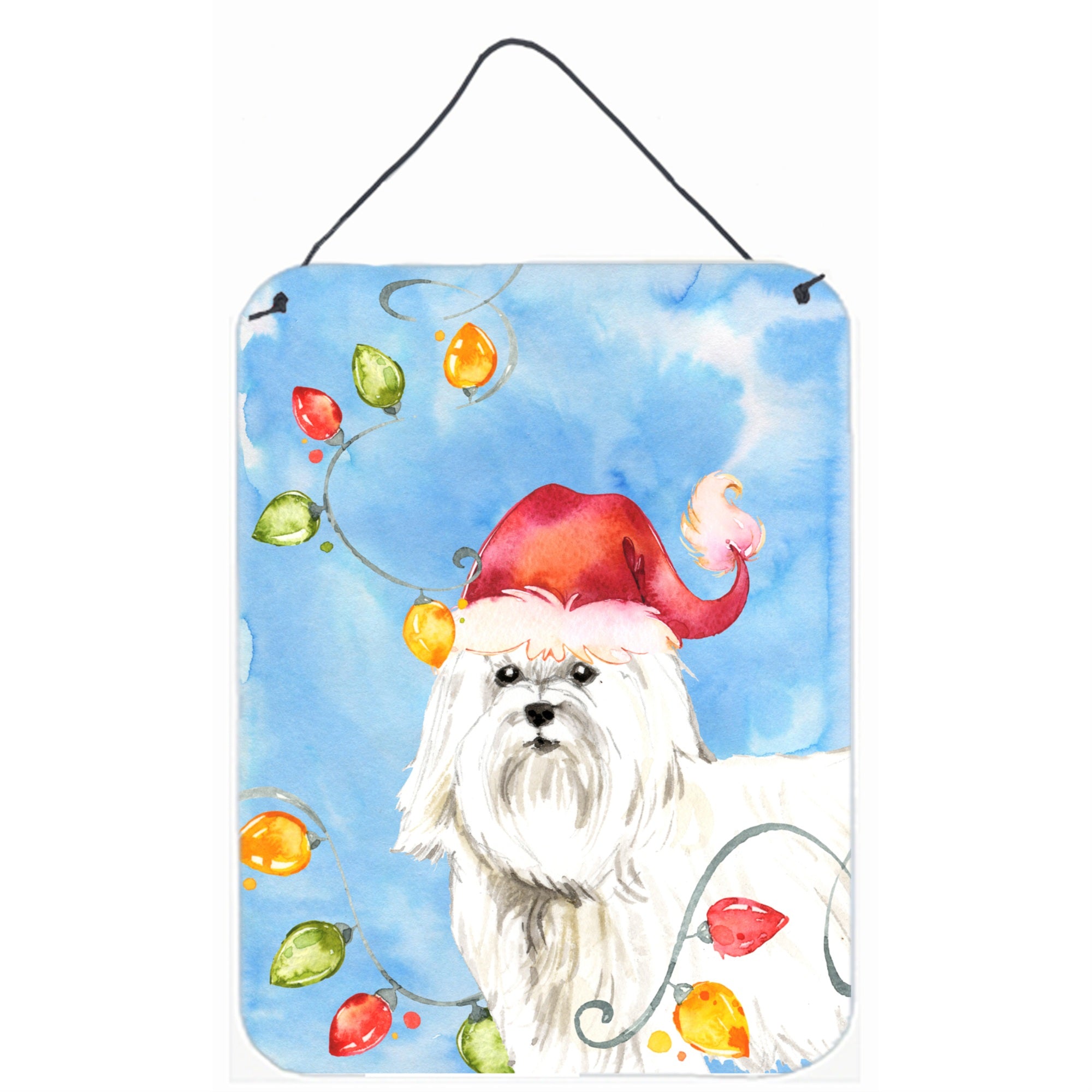 'Caroline'S Treasures Christmas Lights Maltese Door Hanging Prints Wall-Decor, Multicolor''
