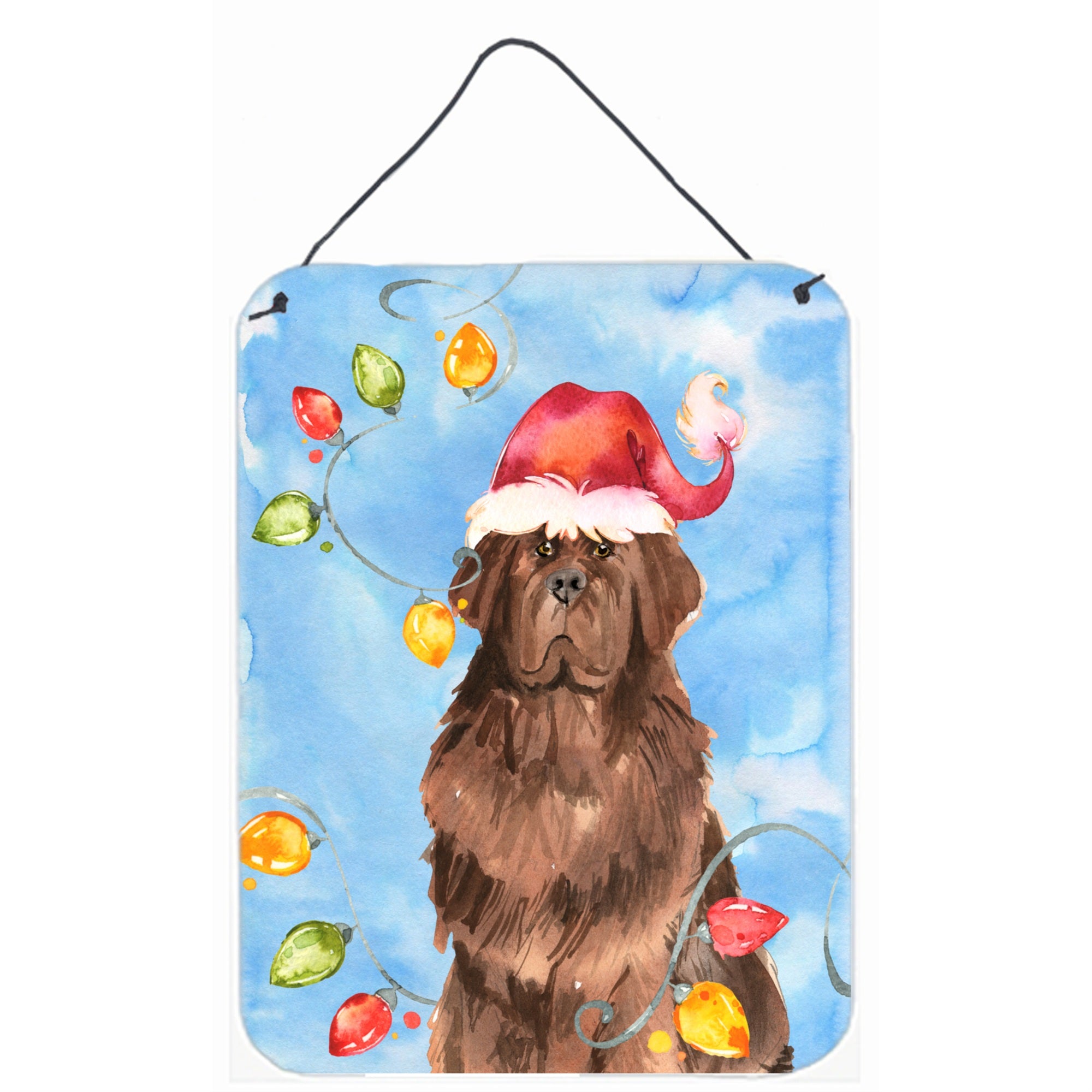 'Caroline'S Treasures Christmas Lights Newfoundland Door Hanging Prints Wall-Decor, Multicolor''