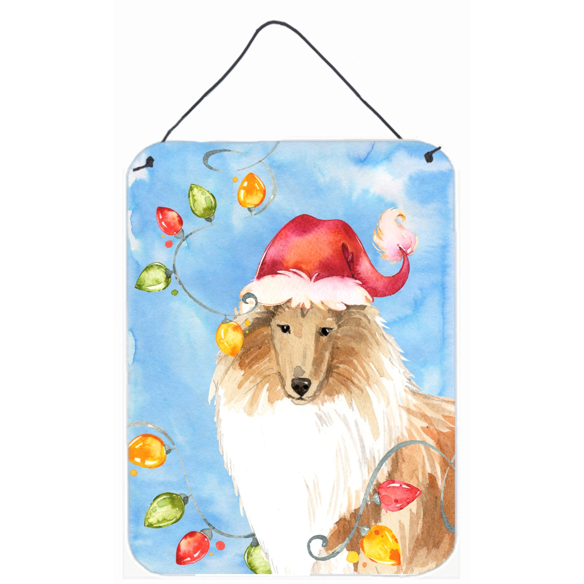 'Caroline'S Treasures Christmas Lights Collie Door Hanging Prints Wall-Decor, Multicolor''