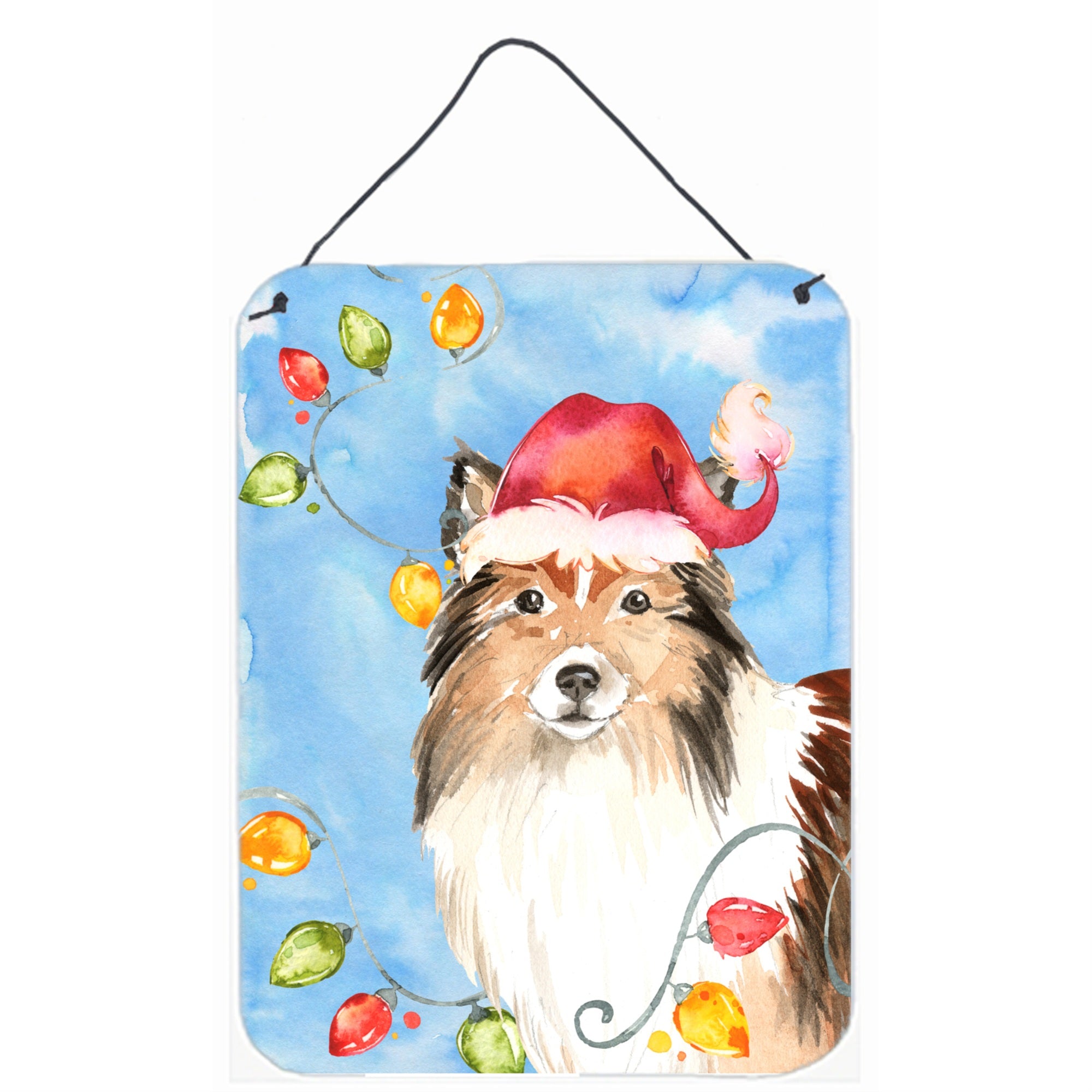 'Caroline'S Treasures Christmas Lights Sheltie Door Hanging Prints Wall-Decor, Multicolor''