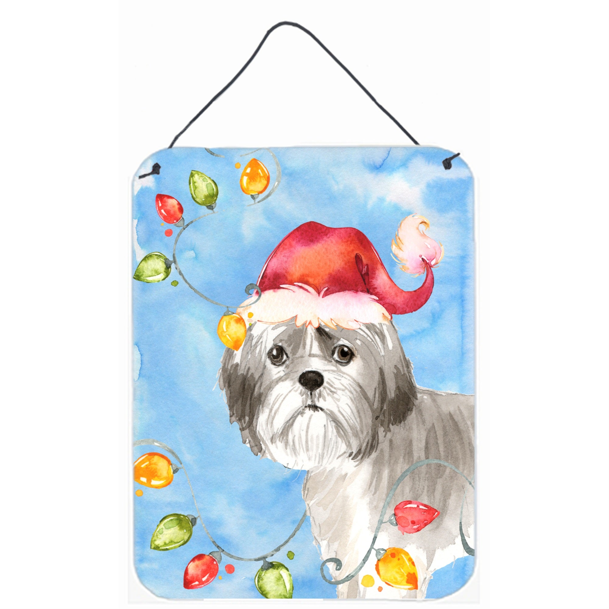 'Caroline'S Treasures Christmas Lights Shih Tzu Puppy Cut Door Hanging Prints Wall-Decor, Multicolor''
