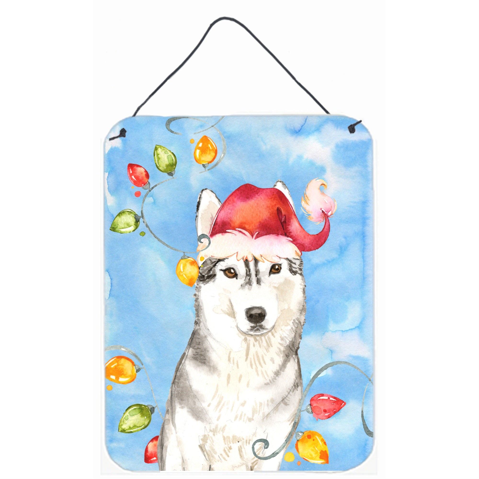'Caroline'S Treasures Christmas Lights Siberian Husky Door Hanging Prints Wall-Decor, Multicolor''