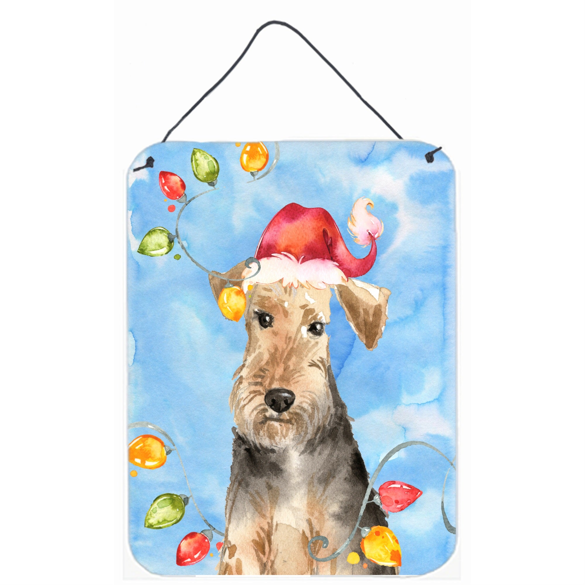 'Caroline'S Treasures Christmas Lights Welsh Terrier Door Hanging Prints Wall-Decor, Multicolor''