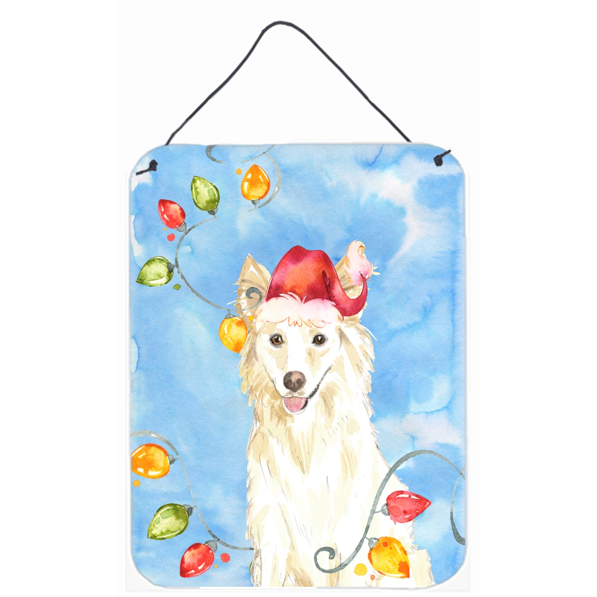 Caroline'S Treasures Christmas Lights White Collie Door Hanging Prints Wall-Decor