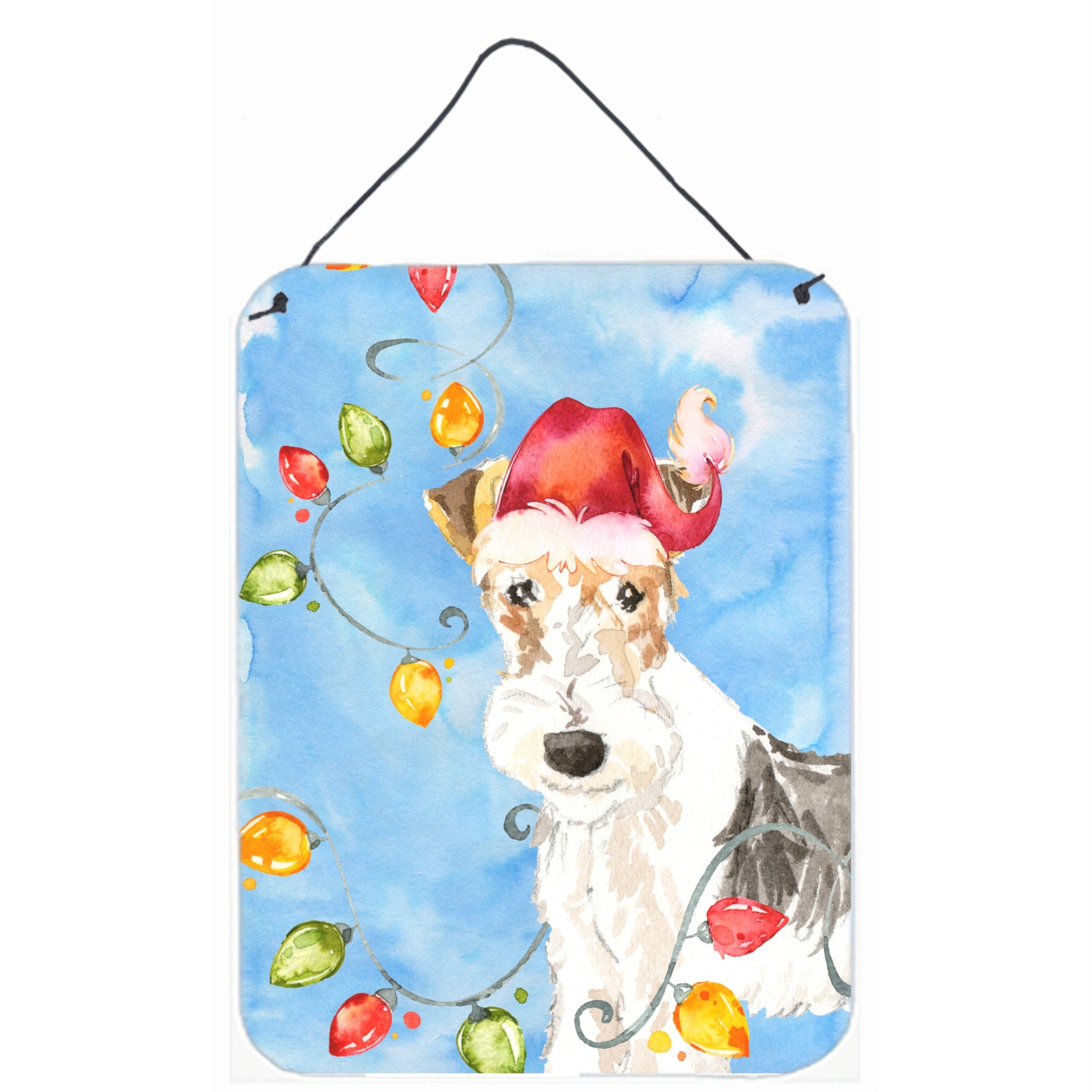 'Caroline'S Treasures Christmas Lights Fox Terrier Door Hanging Prints Wall-Decor, Multicolor''