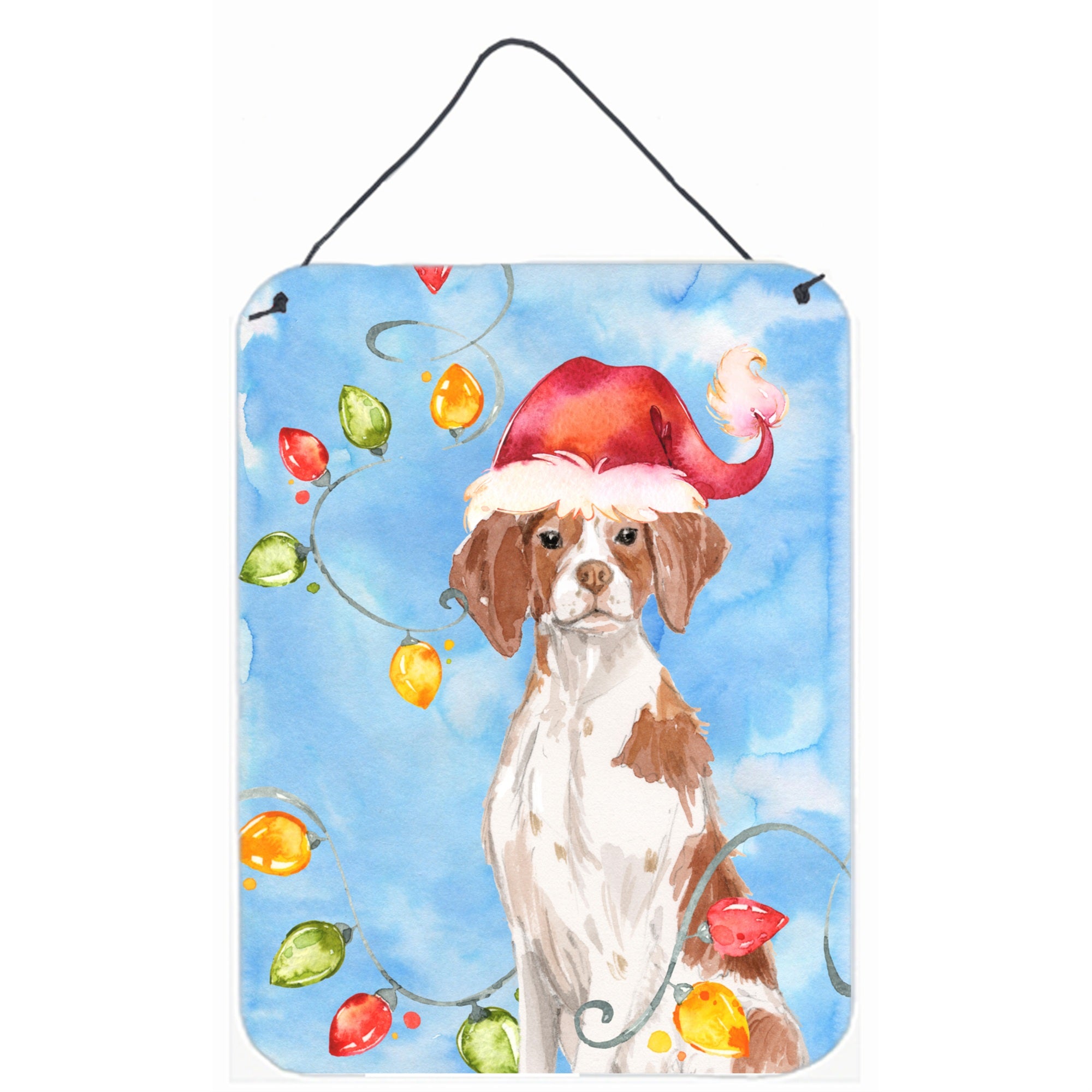 'Caroline'S Treasures Christmas Lights Brittany Spaniel Door Hanging Prints Wall-Decor, Multicolor''
