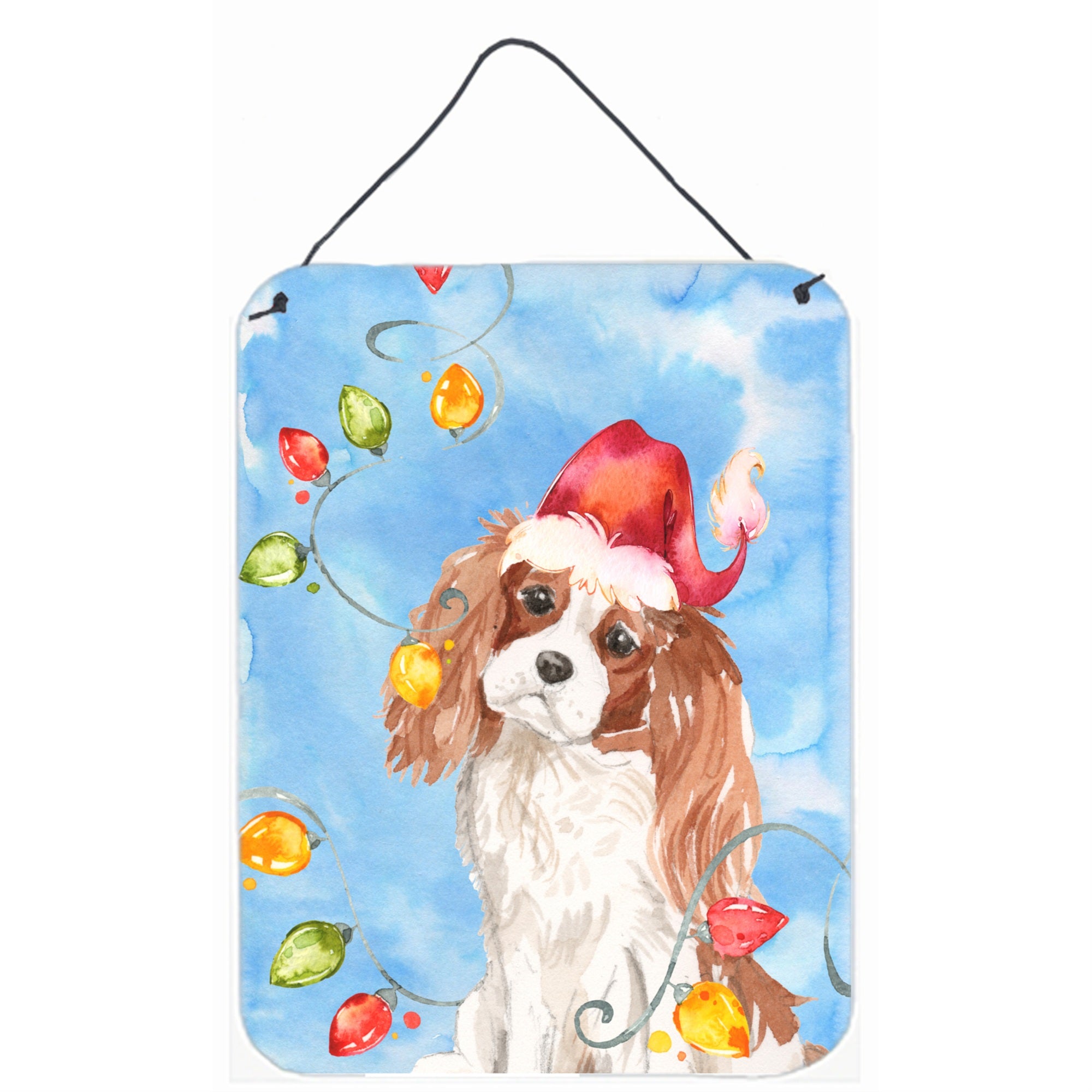 'Caroline'S Treasures Christmas Lights Blenheim Cavalier Spaniel Door Hanging Prints Wall-Decor, Multicolor''