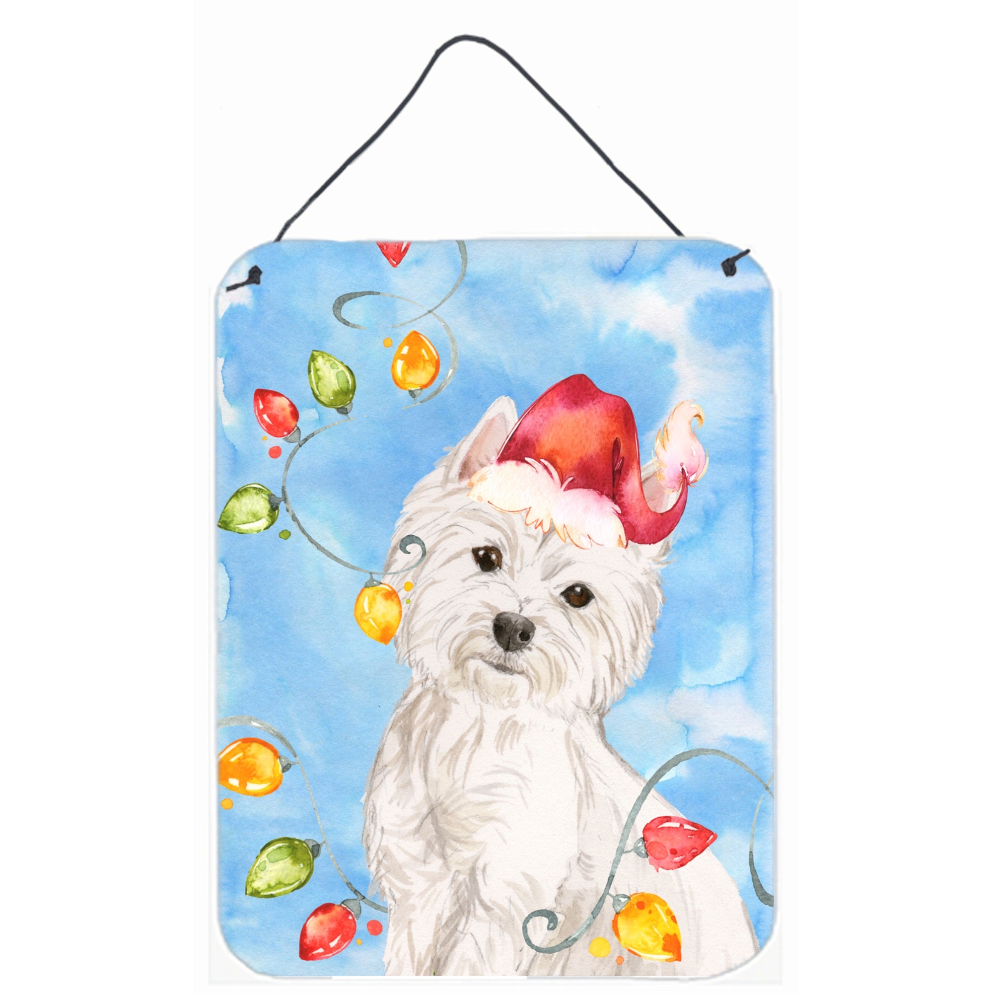 'Caroline'S Treasures Christmas Lights Westie Door Hanging Prints Wall-Decor, Multicolor''