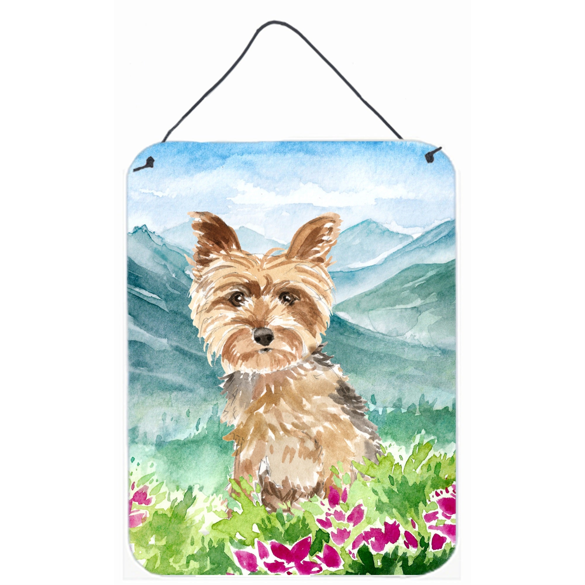 'Caroline'S Treasures Mountian Flowers Yorkshire Terrier Yorkie Door Hanging Prints Wall-Decor, Multicolor''