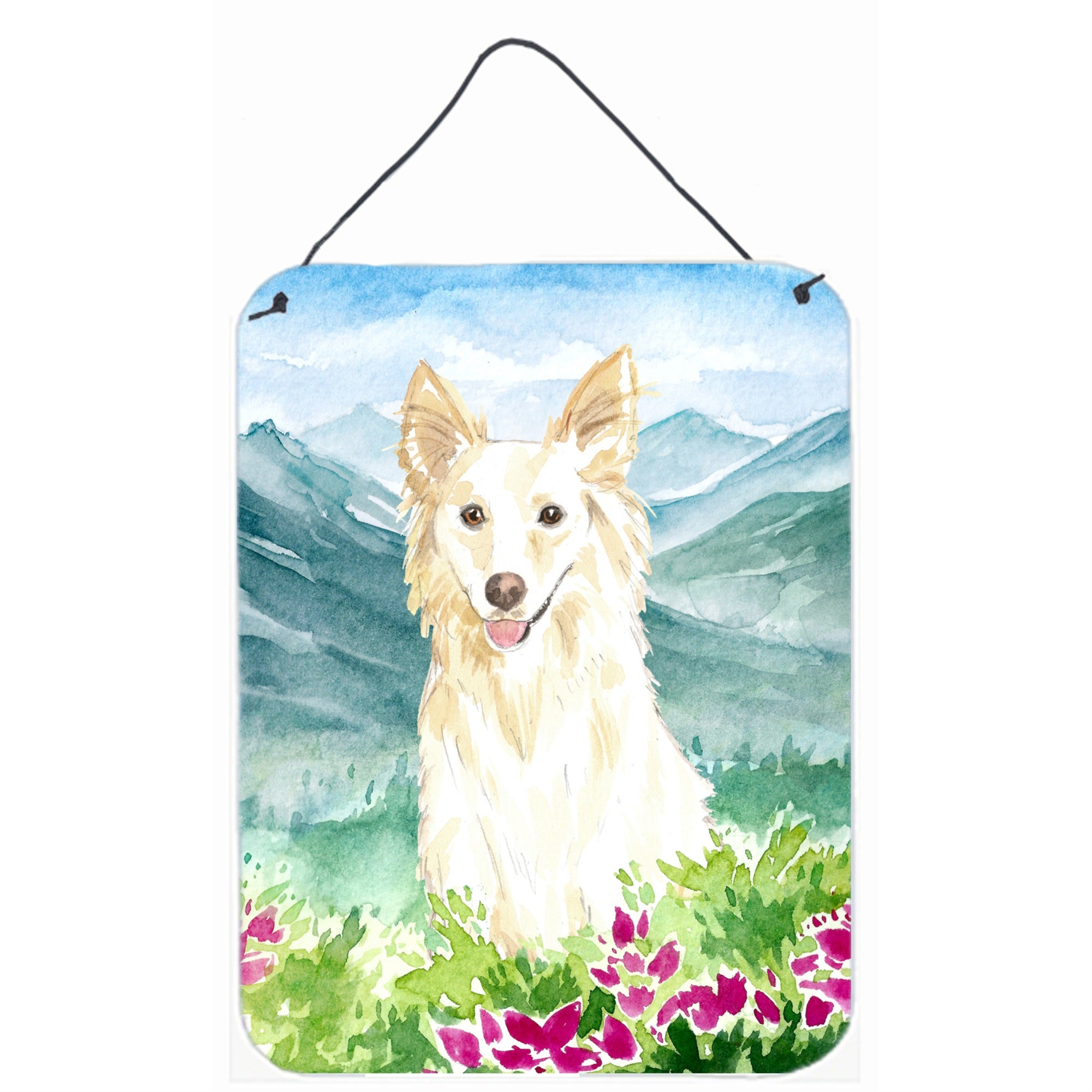 Caroline'S Treasures Mountian Flowers White Collie Door Hanging Prints Wall-Decor