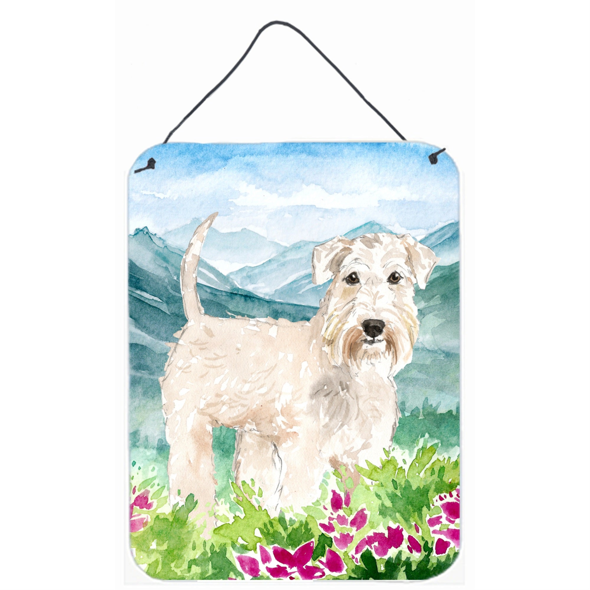'Caroline'S Treasures Mountian Flowers Wheaten Terrier Door Hanging Prints Wall-Decor, Multicolor''
