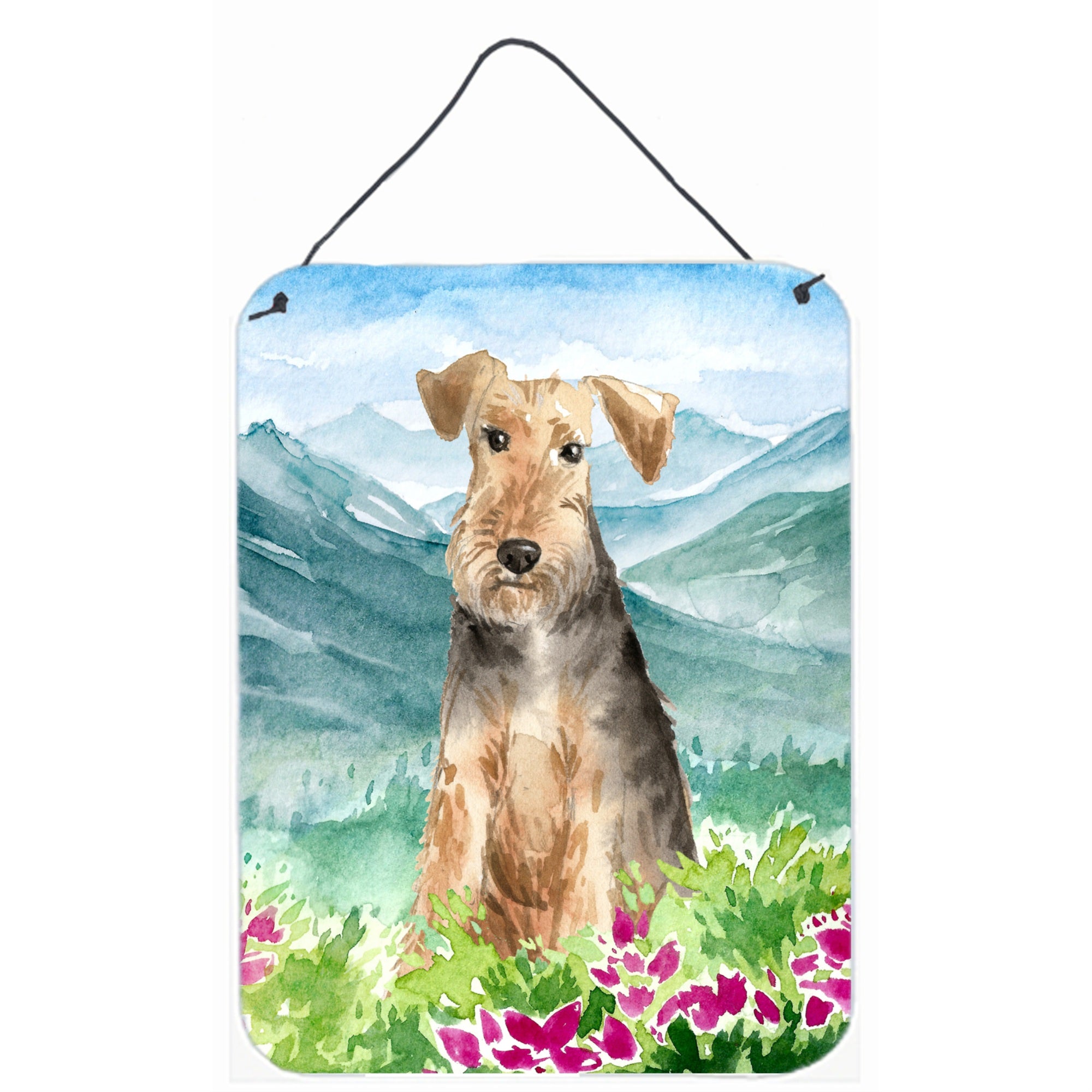 'Caroline'S Treasures Mountian Flowers Welsh Terrier Door Hanging Prints Wall-Decor, Multicolor''