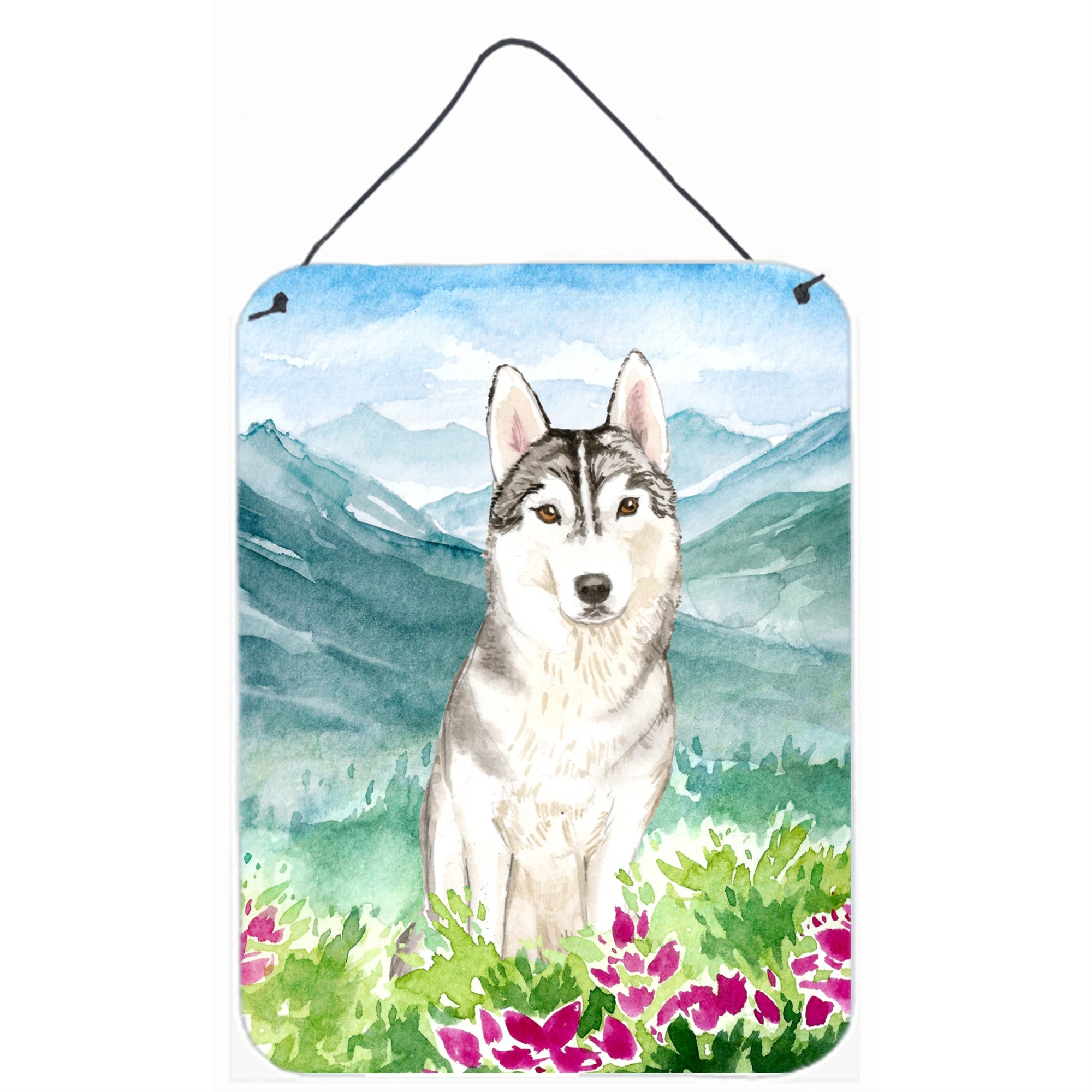 'Caroline'S Treasures Mountian Flowers Siberian Husky Door Hanging Prints Wall-Decor, Multicolor''