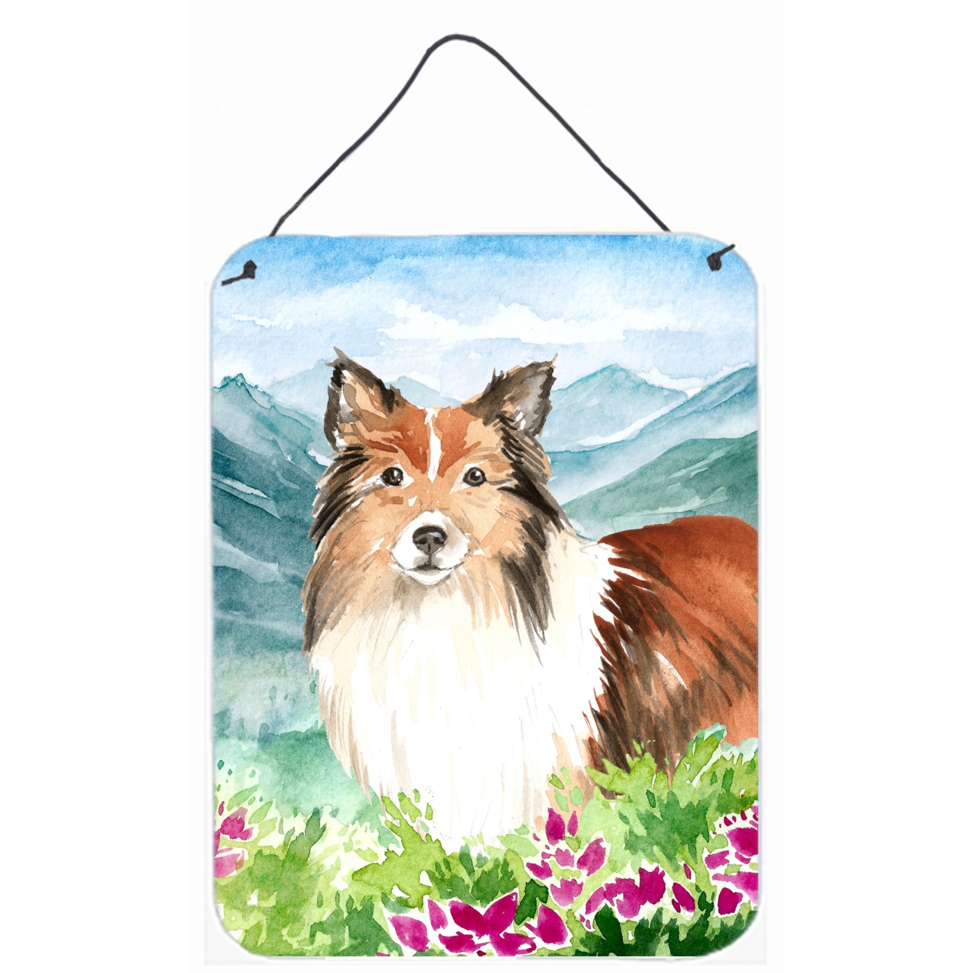 'Caroline'S Treasures Mountain Flowers Sheltie Door Hanging Prints Wall-Decor, Multicolor''