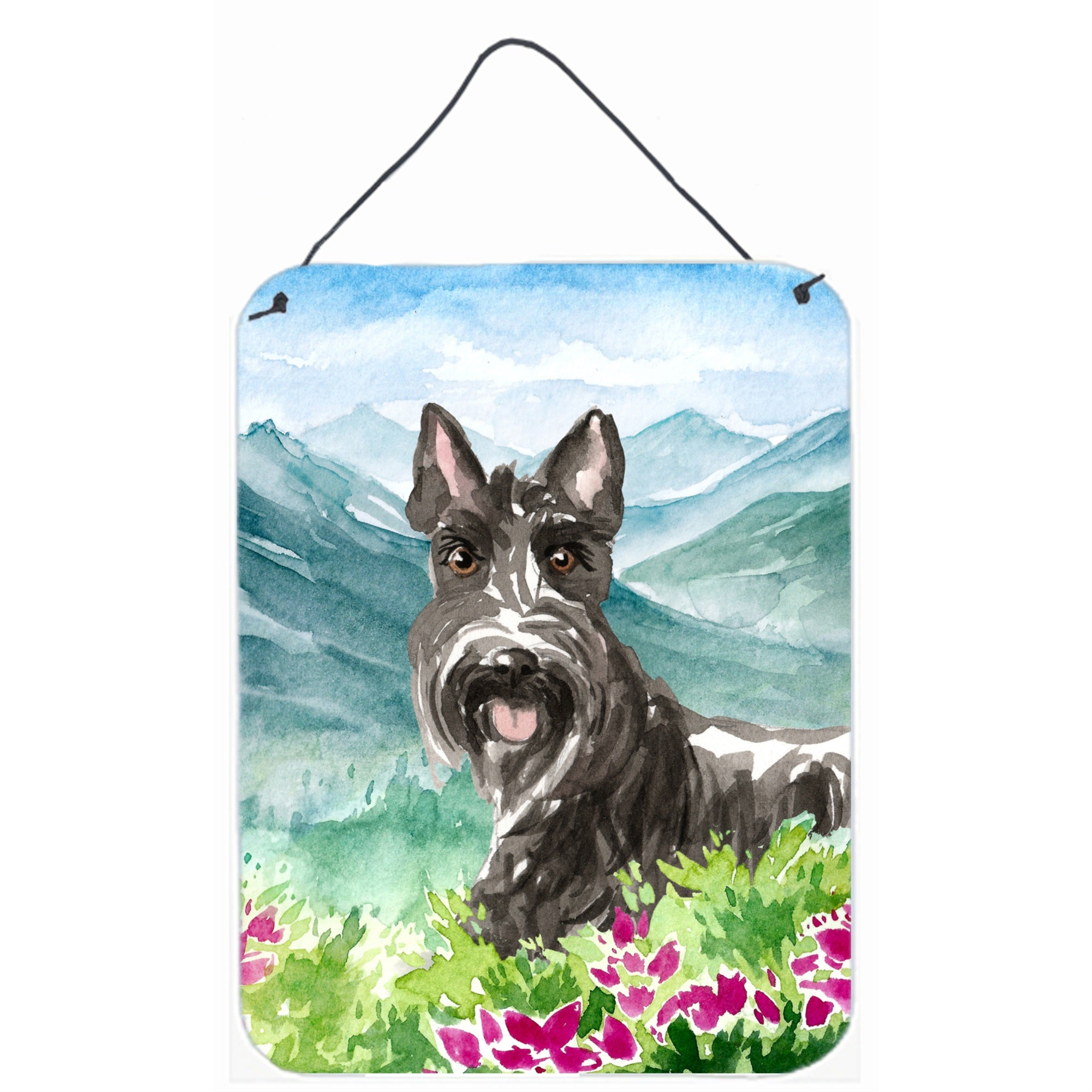 'Caroline'S Treasures Mountain Flowers Scottish Terrier Door Hanging Prints Wall-Decor, Multicolor''