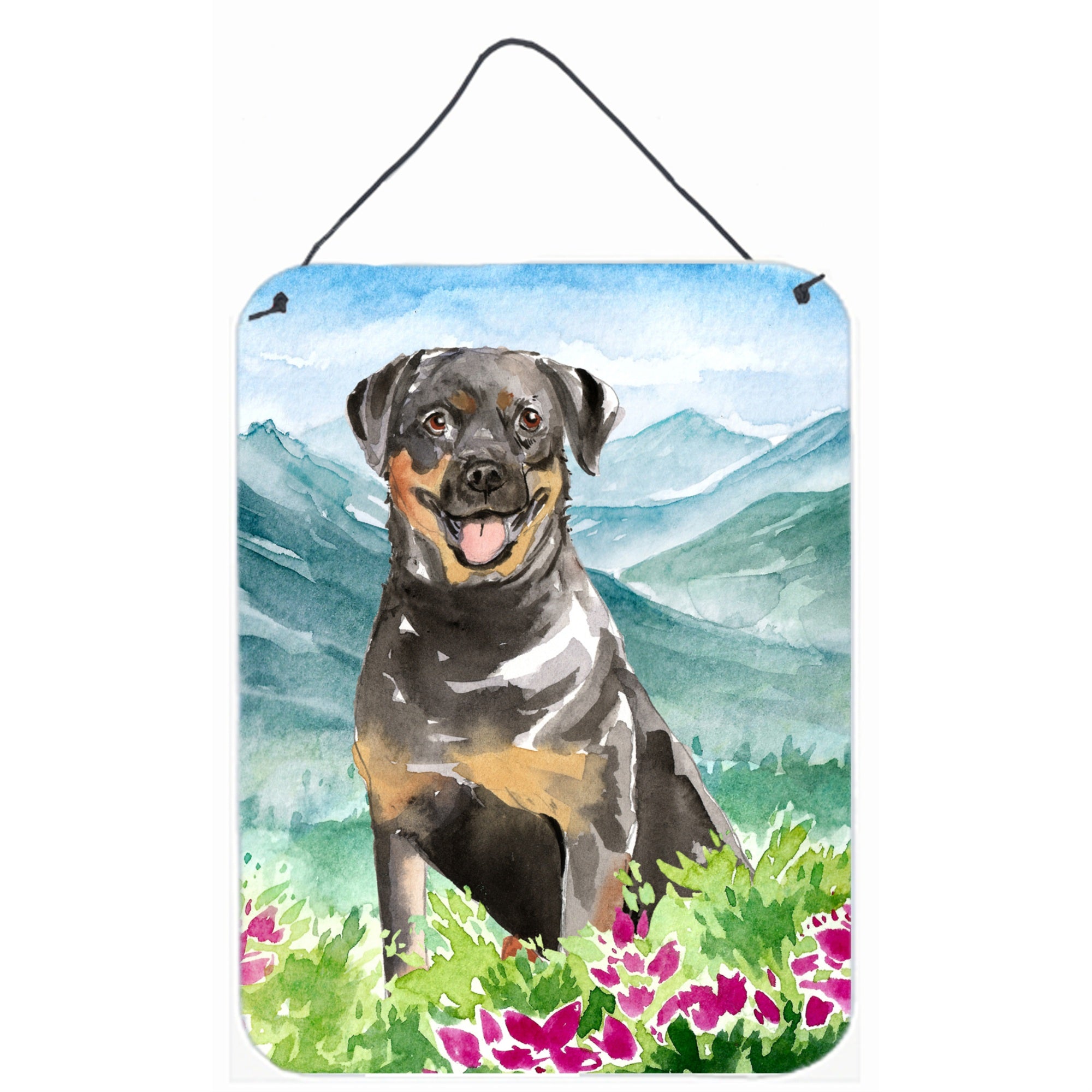'Caroline'S Treasures Mountain Flowers Rottweiler Door Hanging Prints Wall-Decor, Multicolor''