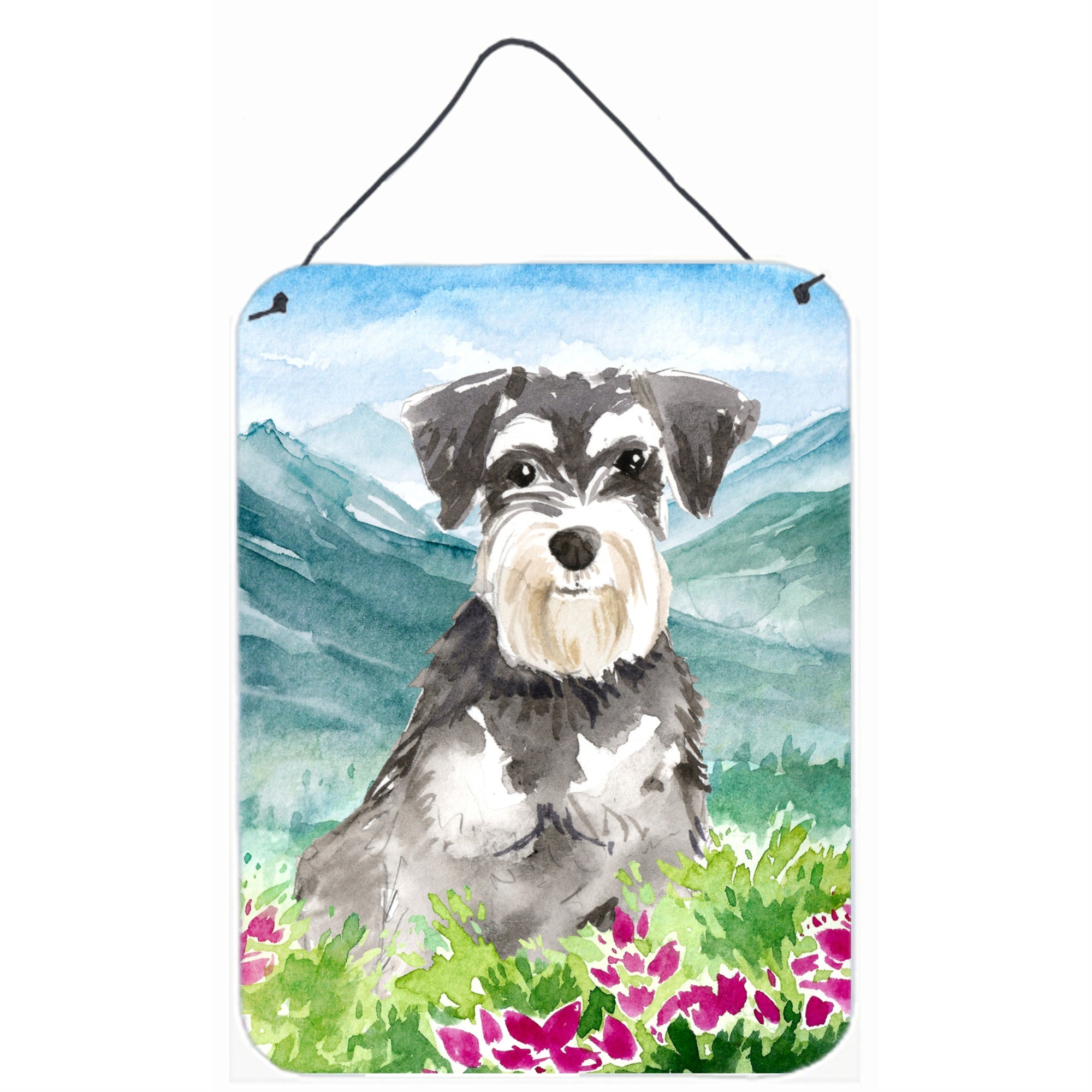 'Caroline'S Treasures Mountain Flowers Schnauzer #2 Door Hanging Prints Wall-Decor, Multicolor''