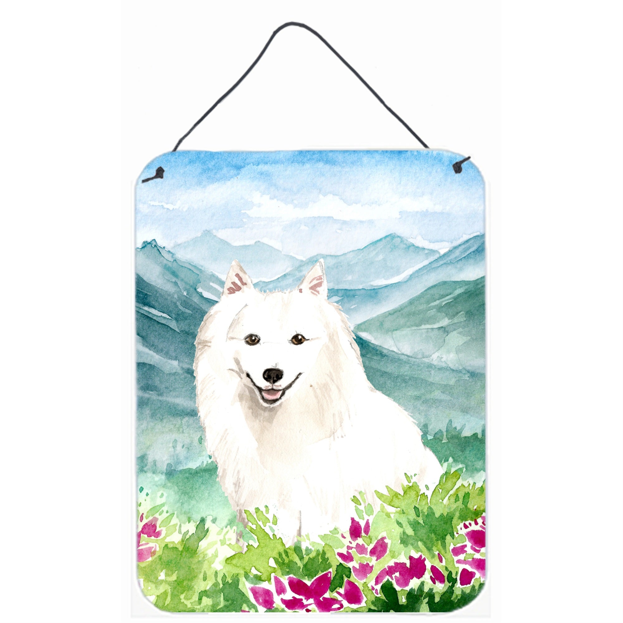 'Caroline'S Treasures Mountain Flowers Japanese Spitz Door Hanging Prints Wall-Decor, Multicolor''