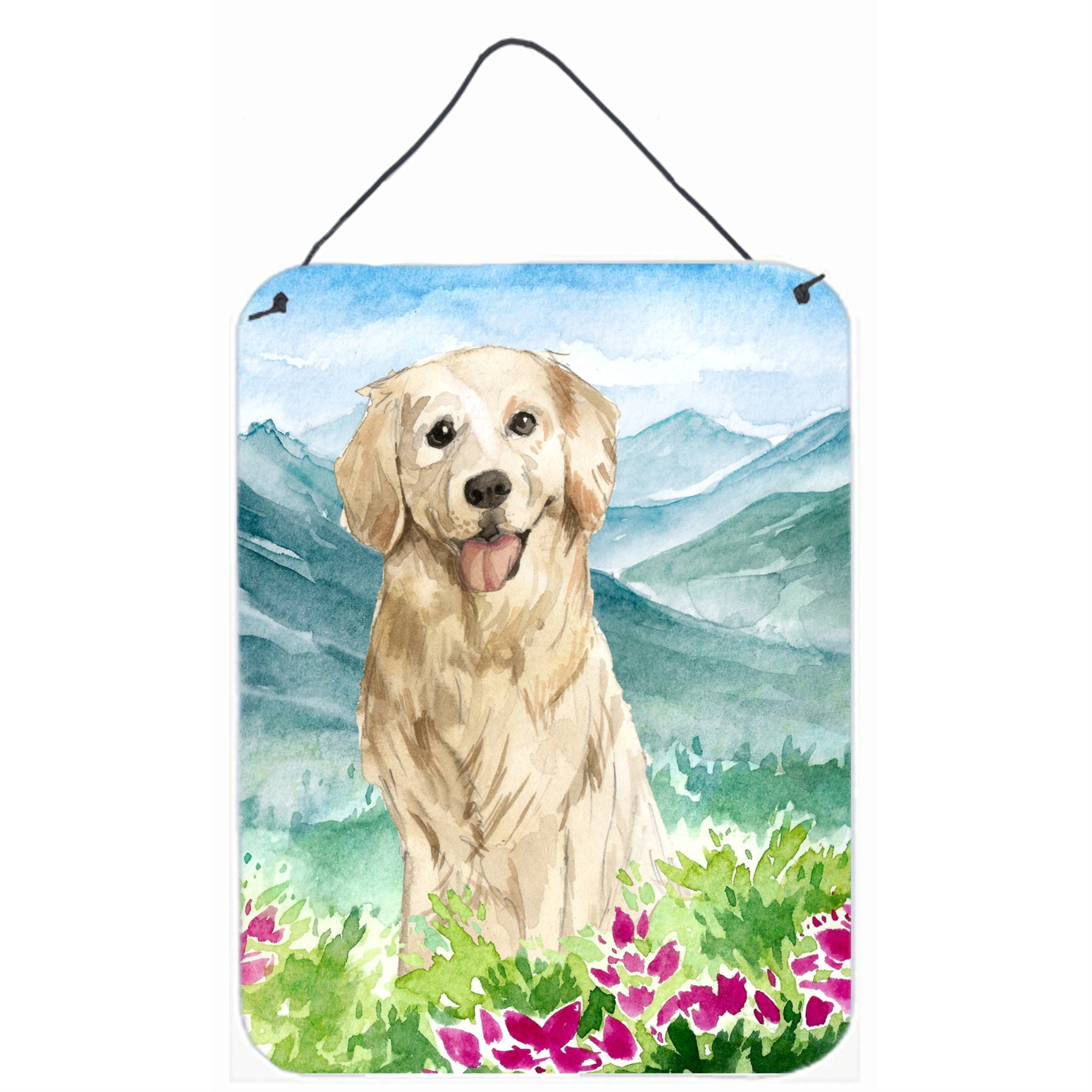 'Caroline'S Treasures Mountain Flowers Golden Retriever Door Hanging Prints Wall-Decor, Multicolor''