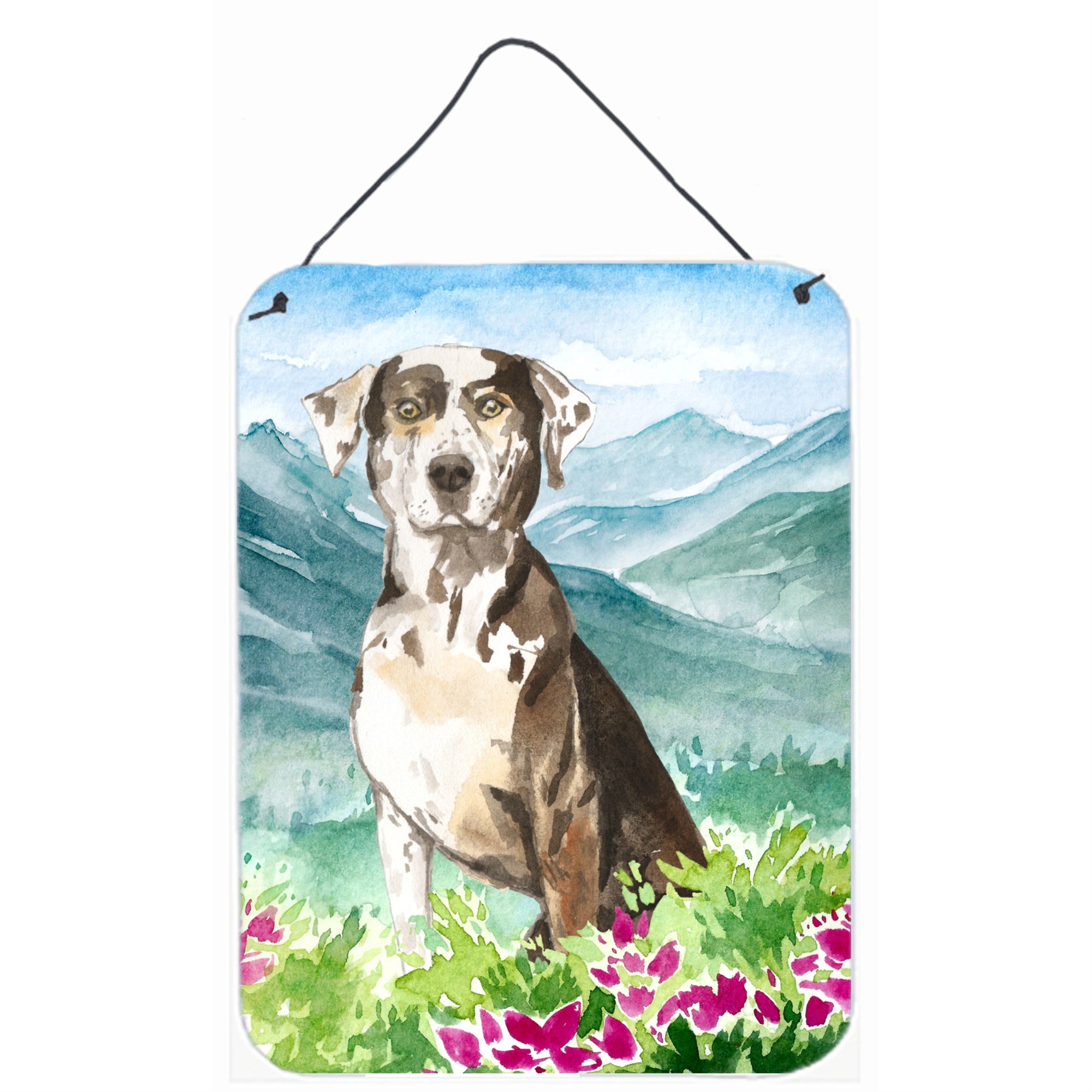 'Caroline'S Treasures Mountain Flowers Catahoula Leopard Dog Door Hanging Prints Wall-Decor, Multicolor''