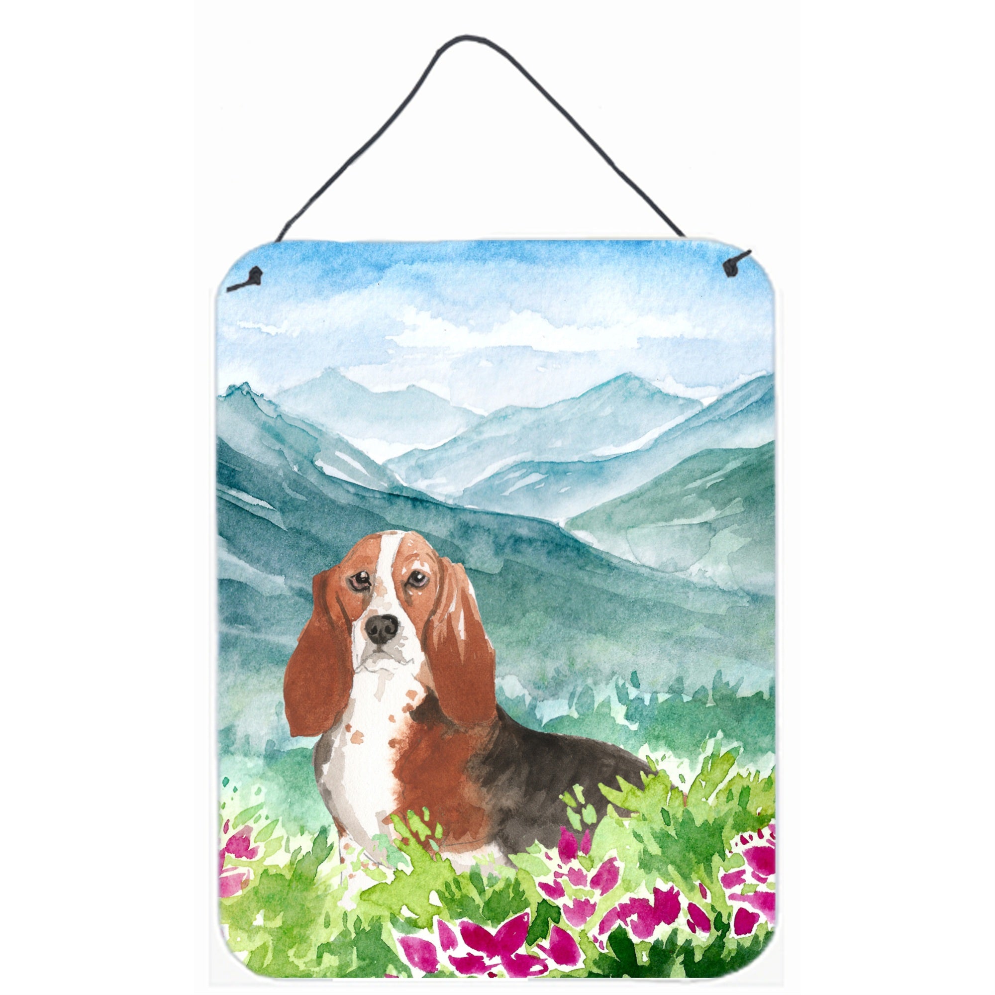 'Caroline'S Treasures Mountain Flowers Basset Hound Door Hanging Prints Wall-Decor, Multicolor''