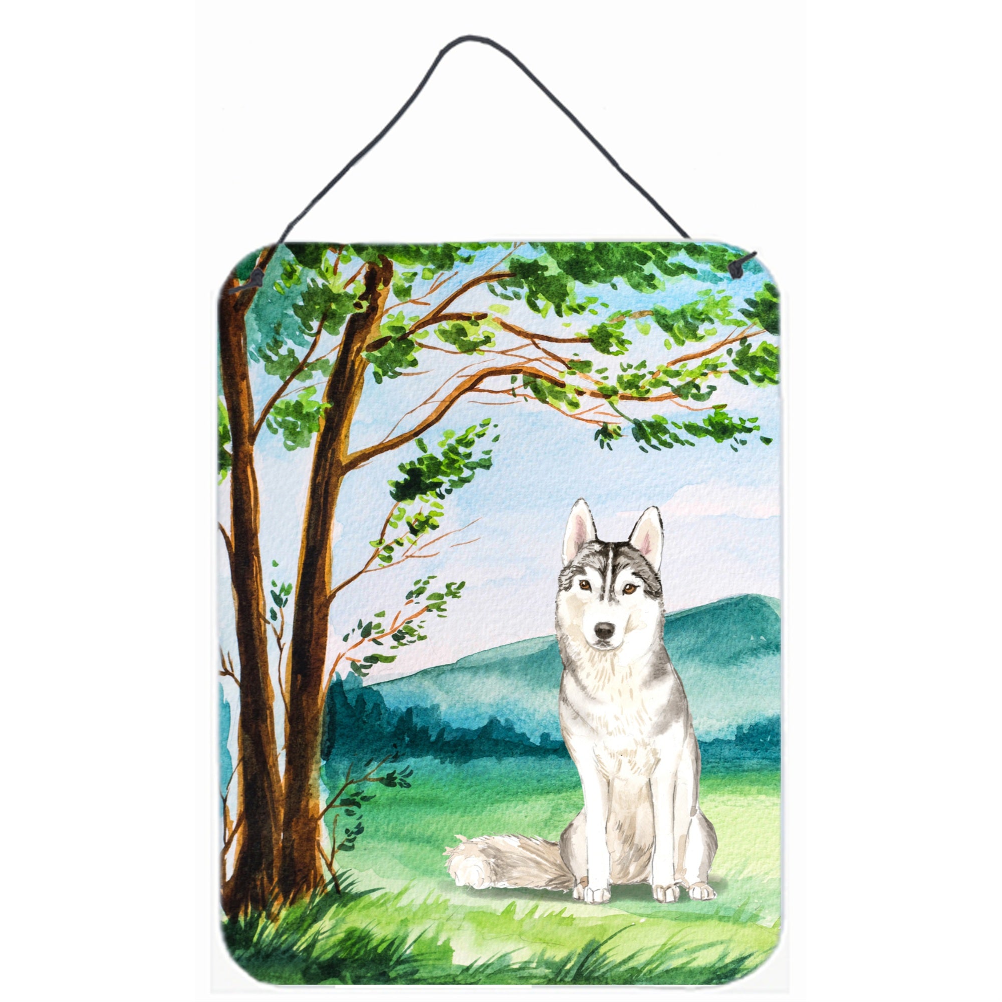 'Caroline'S Treasures Under The Tree Siberian Husky Door Hanging Prints Wall-Decor, Multicolor''