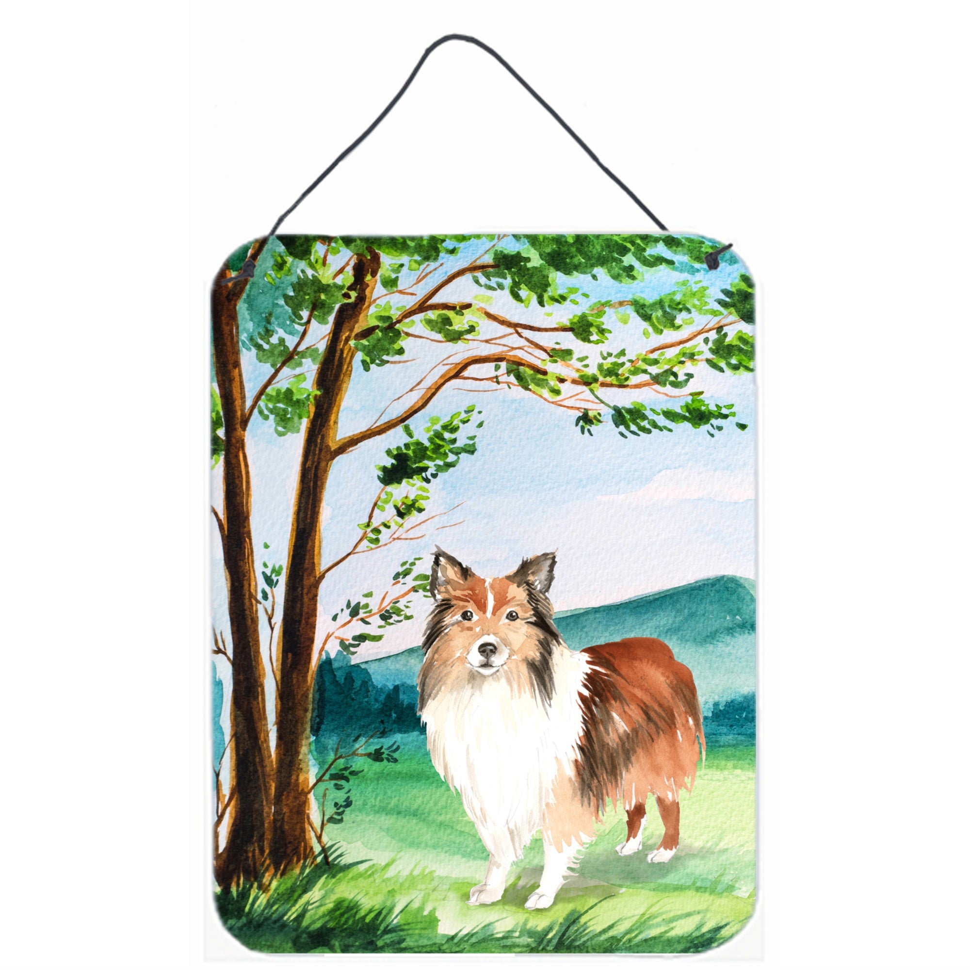 'Caroline'S Treasures Under The Tree Sheltie Door Hanging Prints Wall-Decor, Multicolor''