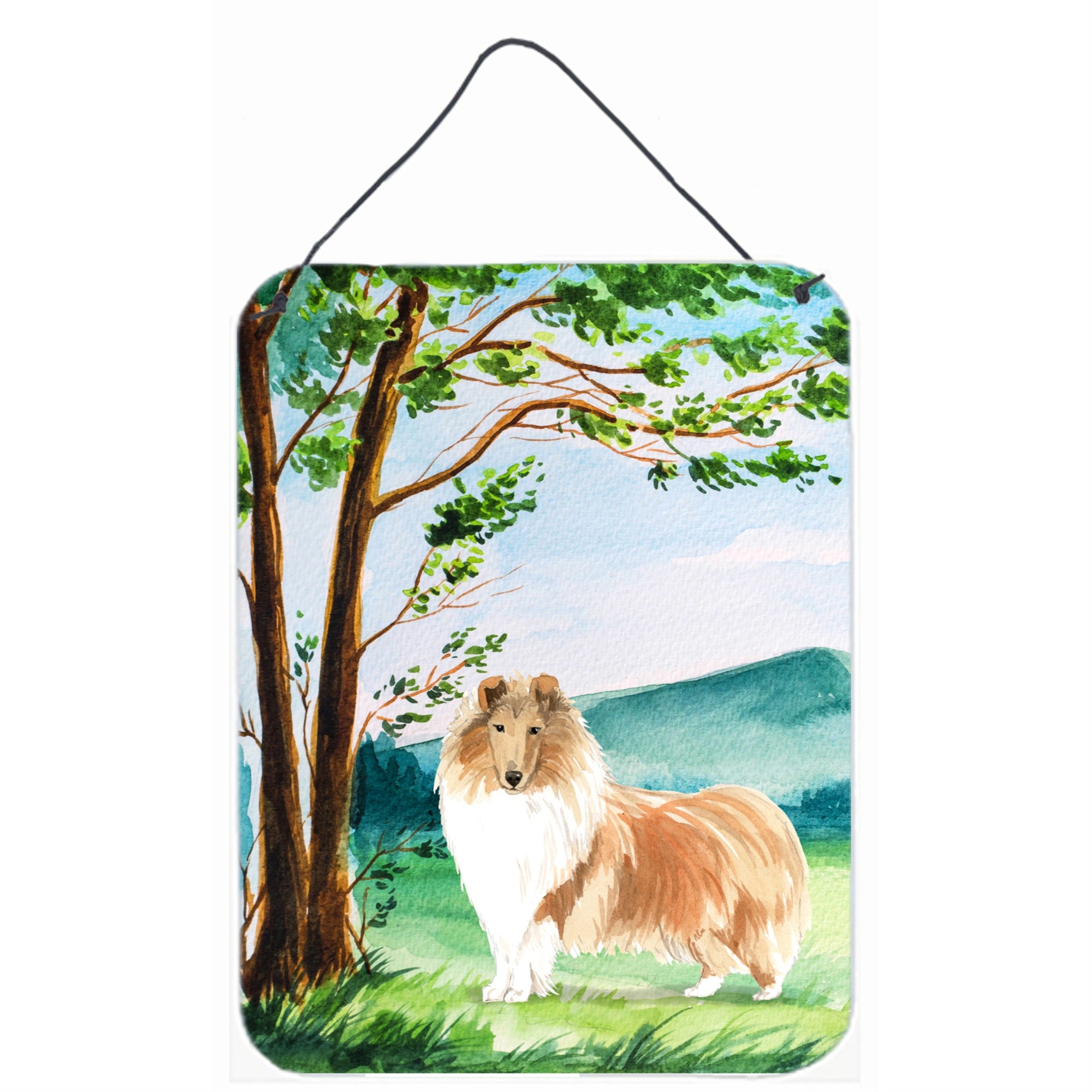'Caroline'S Treasures Under The Tree Collie Door Hanging Prints Wall-Decor, Multicolor''