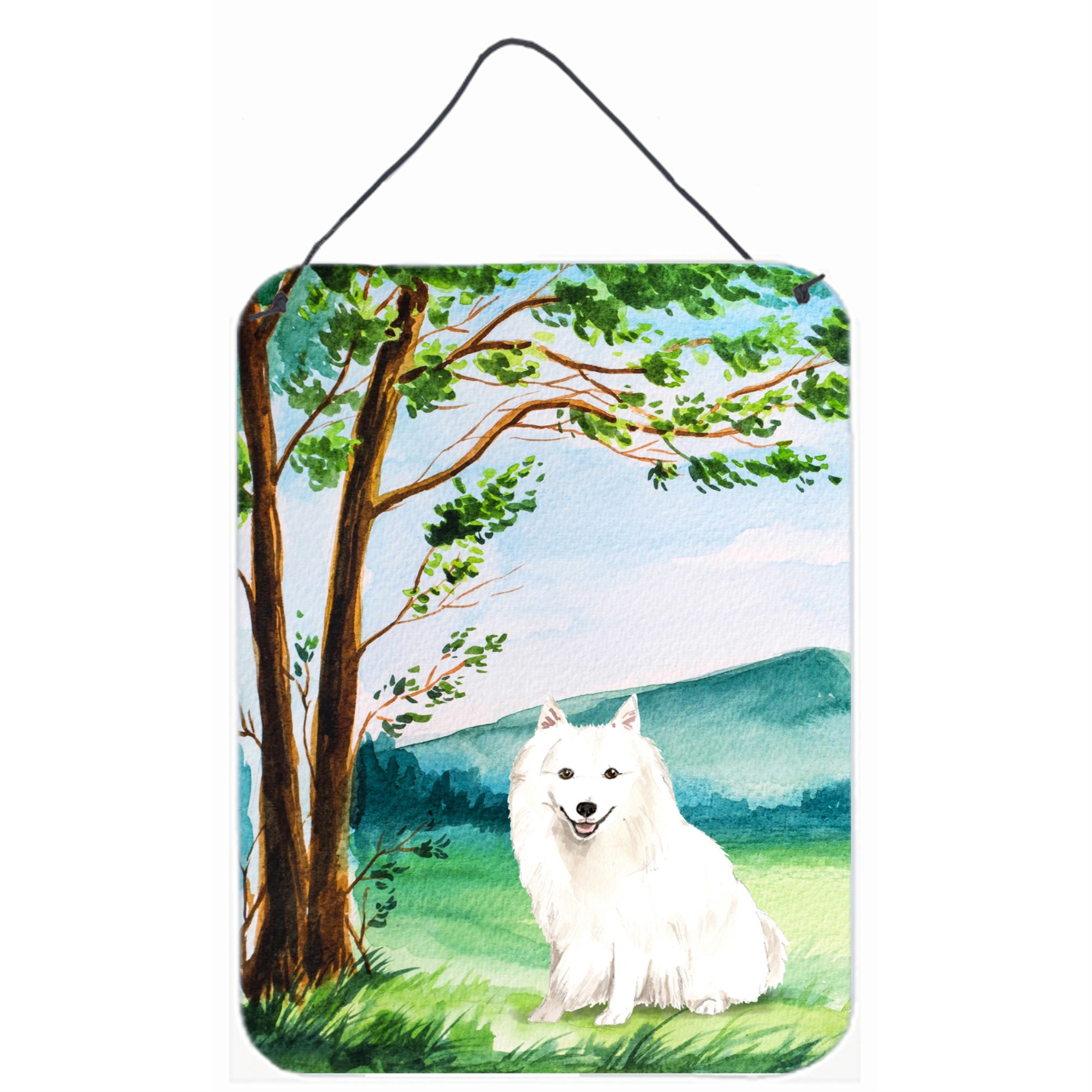 'Caroline'S Treasures Under The Tree Japanese Spitz Door Hanging Prints Wall-Decor, Multicolor''