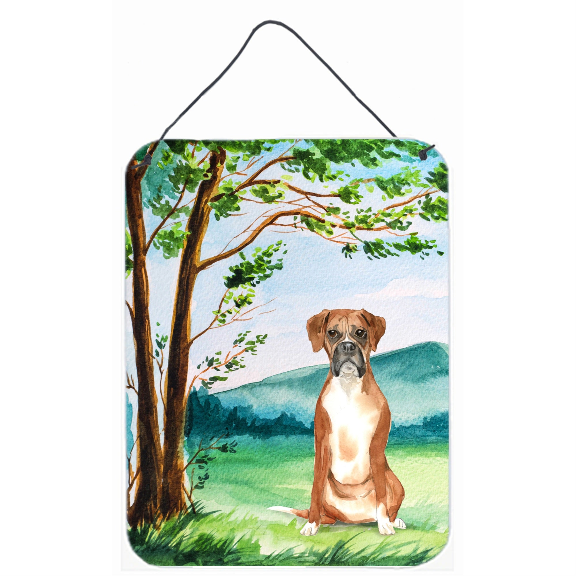'Caroline'S Treasures Under The Tree Boxer Door Hanging Prints Wall-Decor, Multicolor''