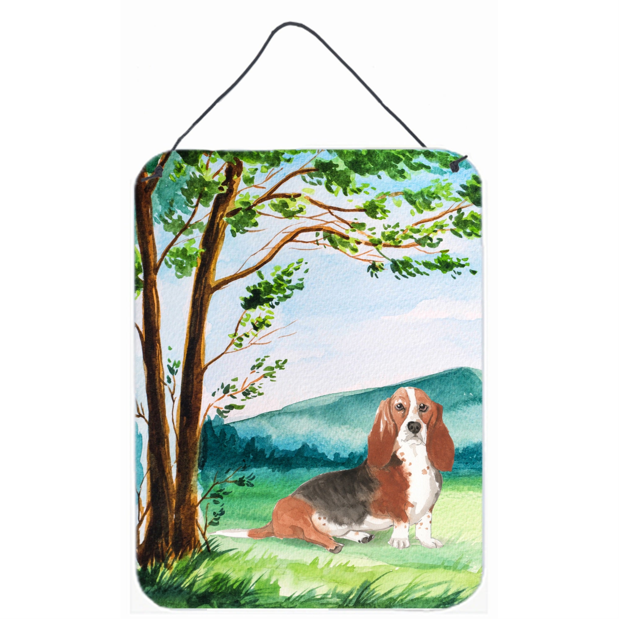'Caroline'S Treasures Under The Tree Basset Hound Door Hanging Prints Wall-Decor, Multicolor''