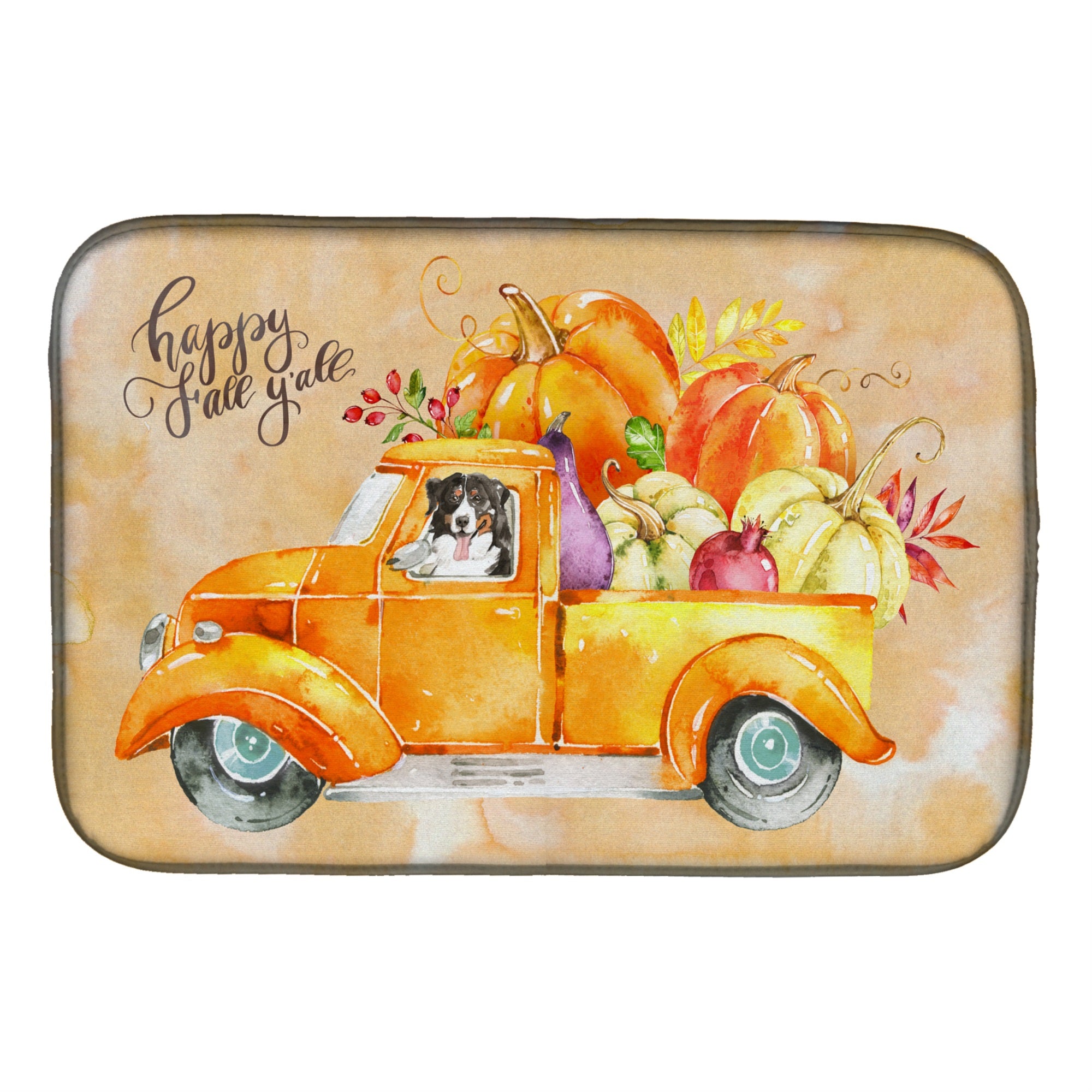'Caroline'S Treasures Ck2607Ddm Fall Harvest Bernese Mountain Dog Dish-Drying-Mats, 14X21, Multicolor''
