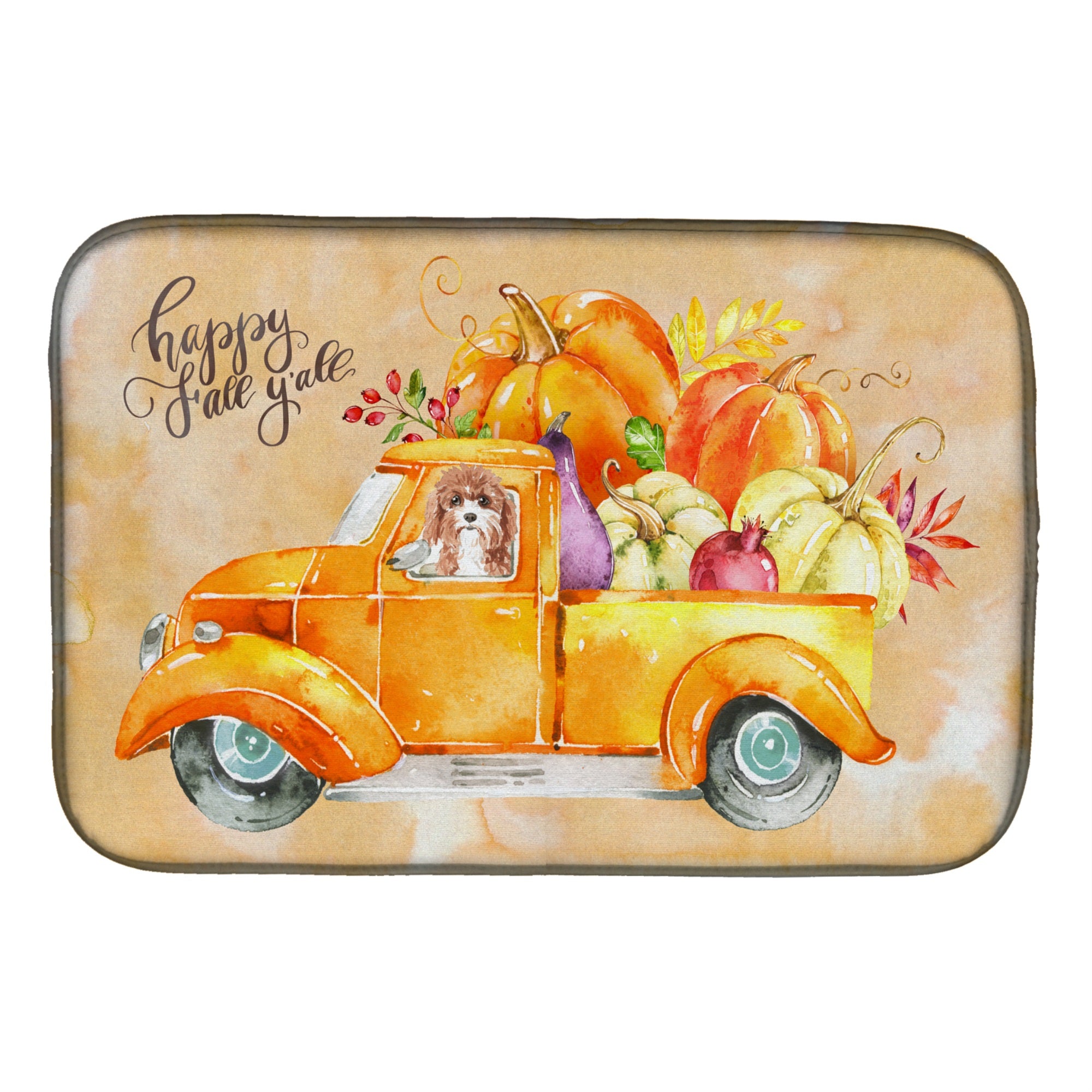 'Caroline'S Treasures Ck2615Ddm Fall Harvest Cavapoo Dish-Drying-Mats, 14X21, Multicolor''