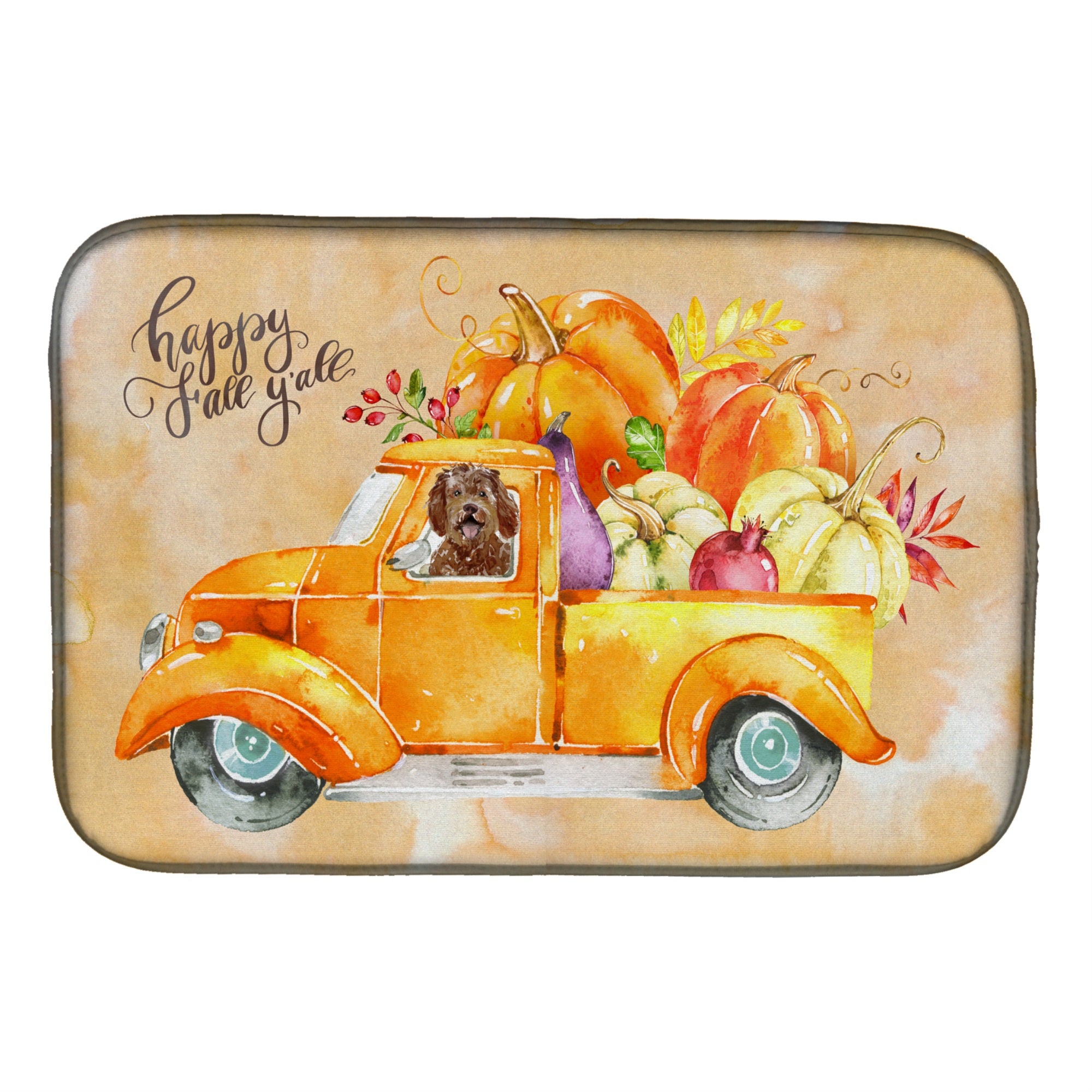 'Caroline'S Treasures Ck2623Ddm Fall Harvest Labradoodle Dish-Drying-Mats, 14X21, Multicolor''