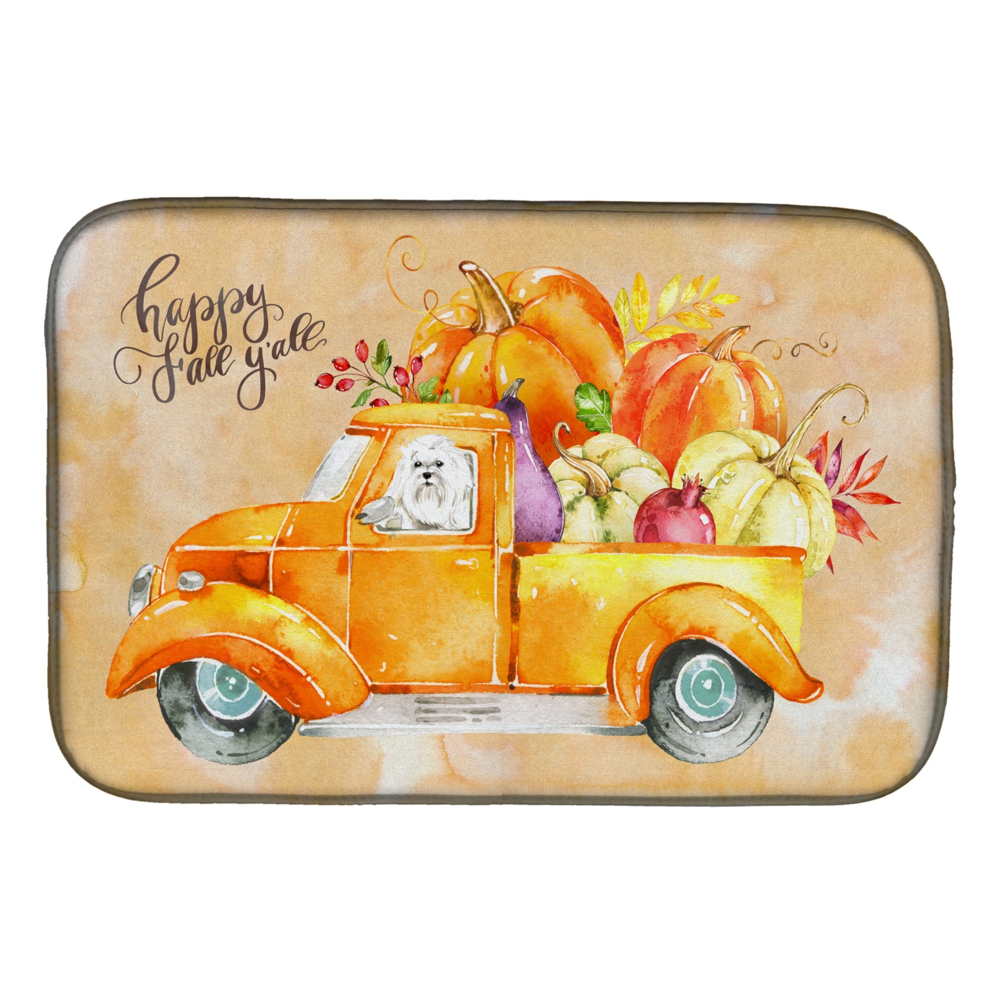 'Caroline'S Treasures Ck2626Ddm Fall Harvest Maltese Dish-Drying-Mats, 14X21, Multicolor''