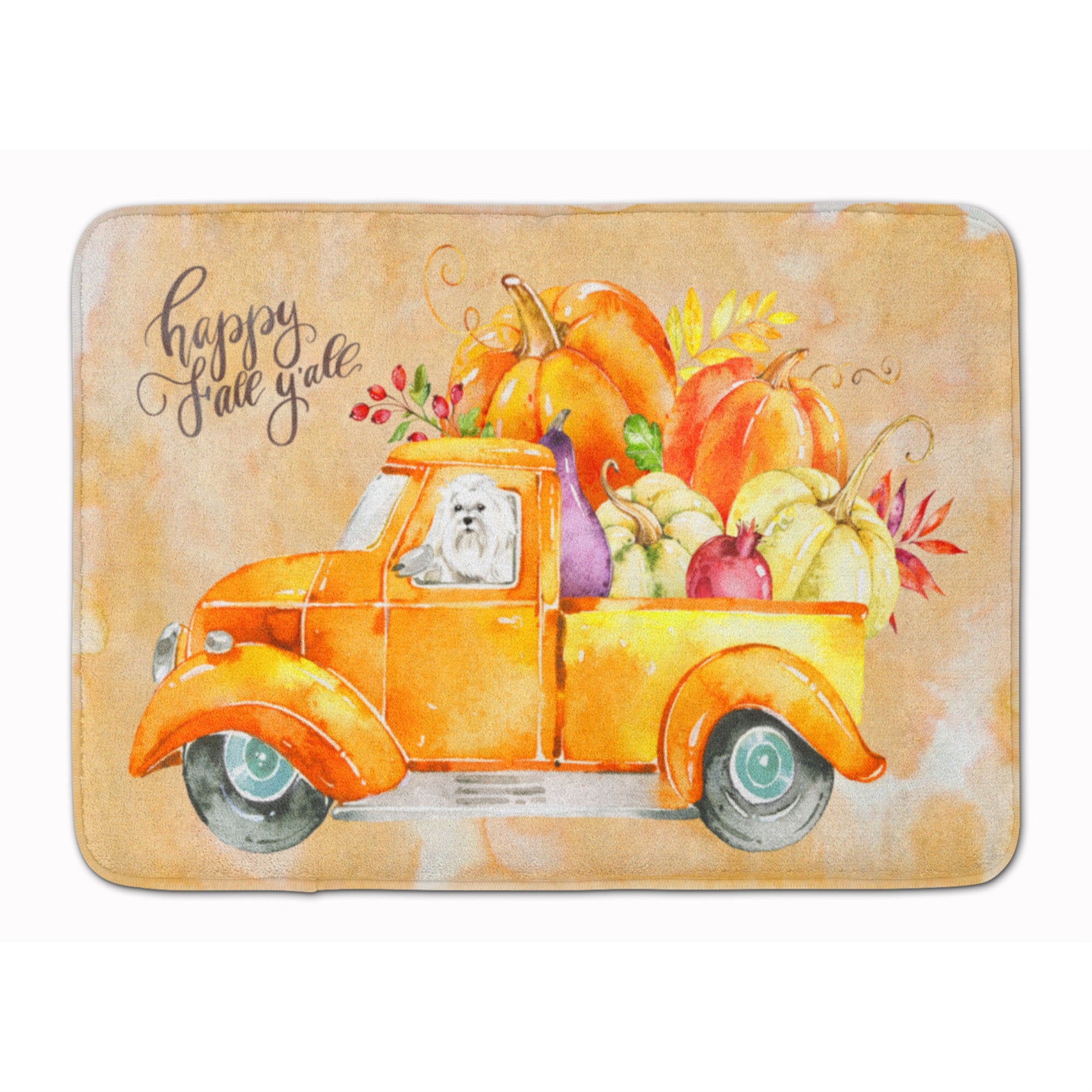 'Caroline'S Treasures Fall Harvest Maltese Machine Washable Memory Foam Mat Doormats, Multicolor''