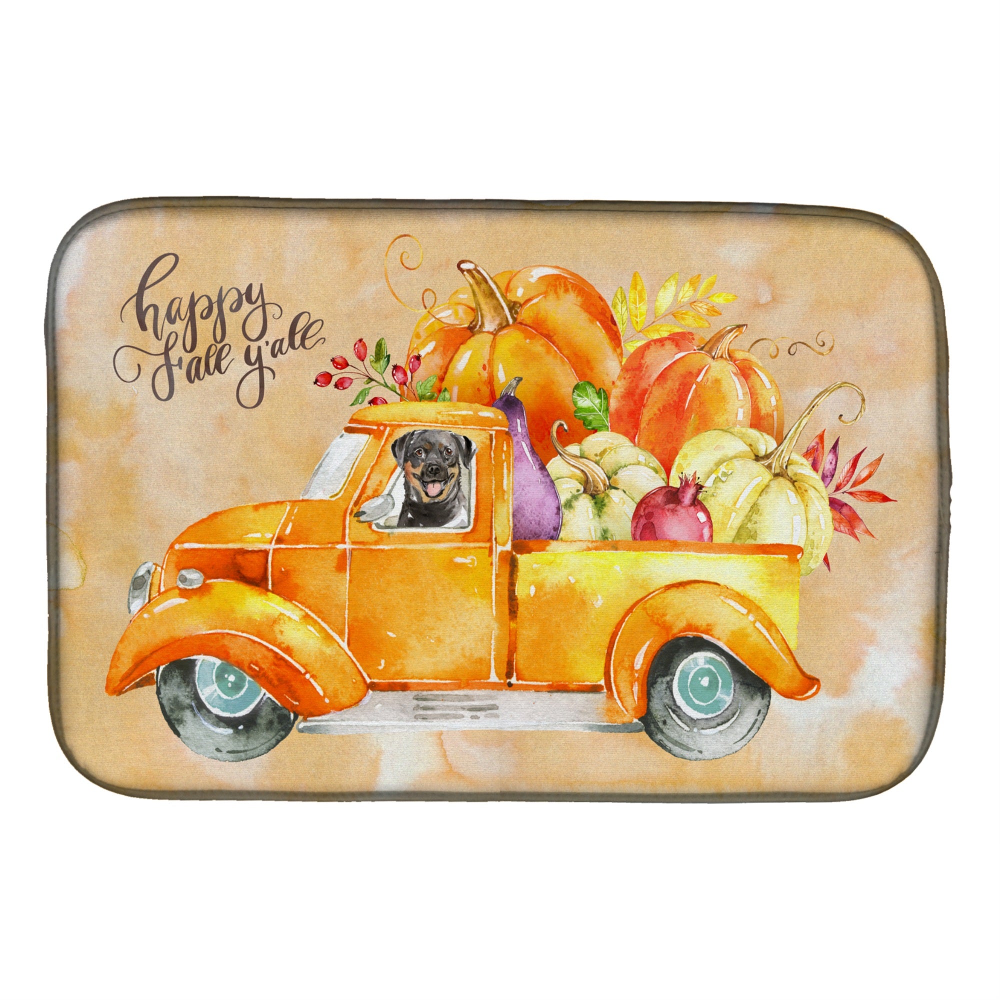 'Caroline'S Treasures Ck2629Ddm Fall Harvest Rottweiler Dish-Drying-Mats, 14X21, Multicolor''