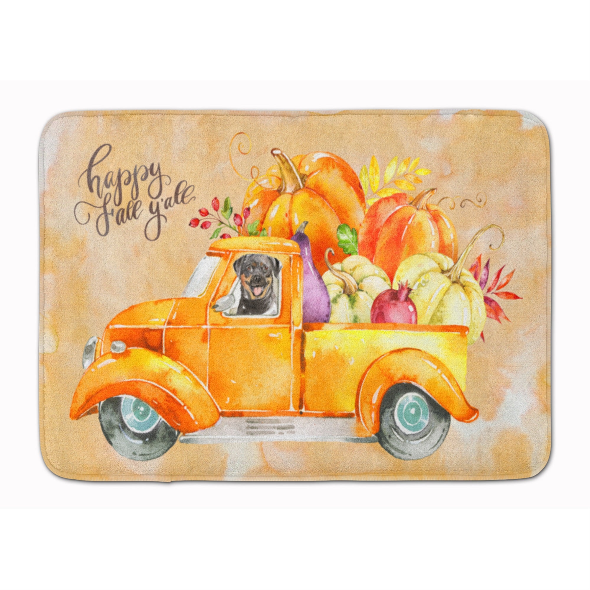 'Caroline'S Treasures Fall Harvest Rottweiler Machine Washable Memory Foam Mat Doormats, Multicolor''