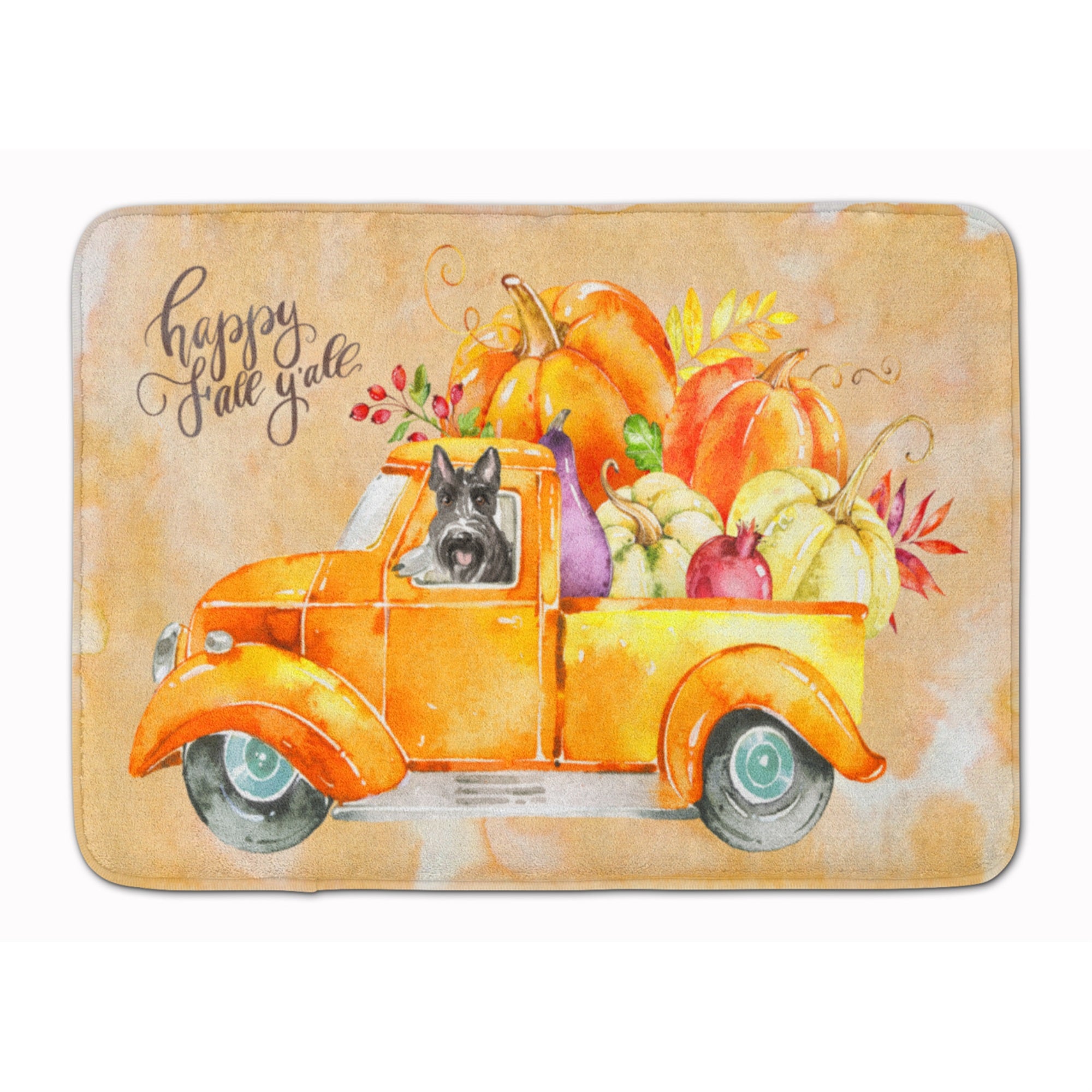 'Caroline'S Treasures Fall Harvest Scottish Terrier Machine Washable Memory Foam Mat Doormats, Multicolor''