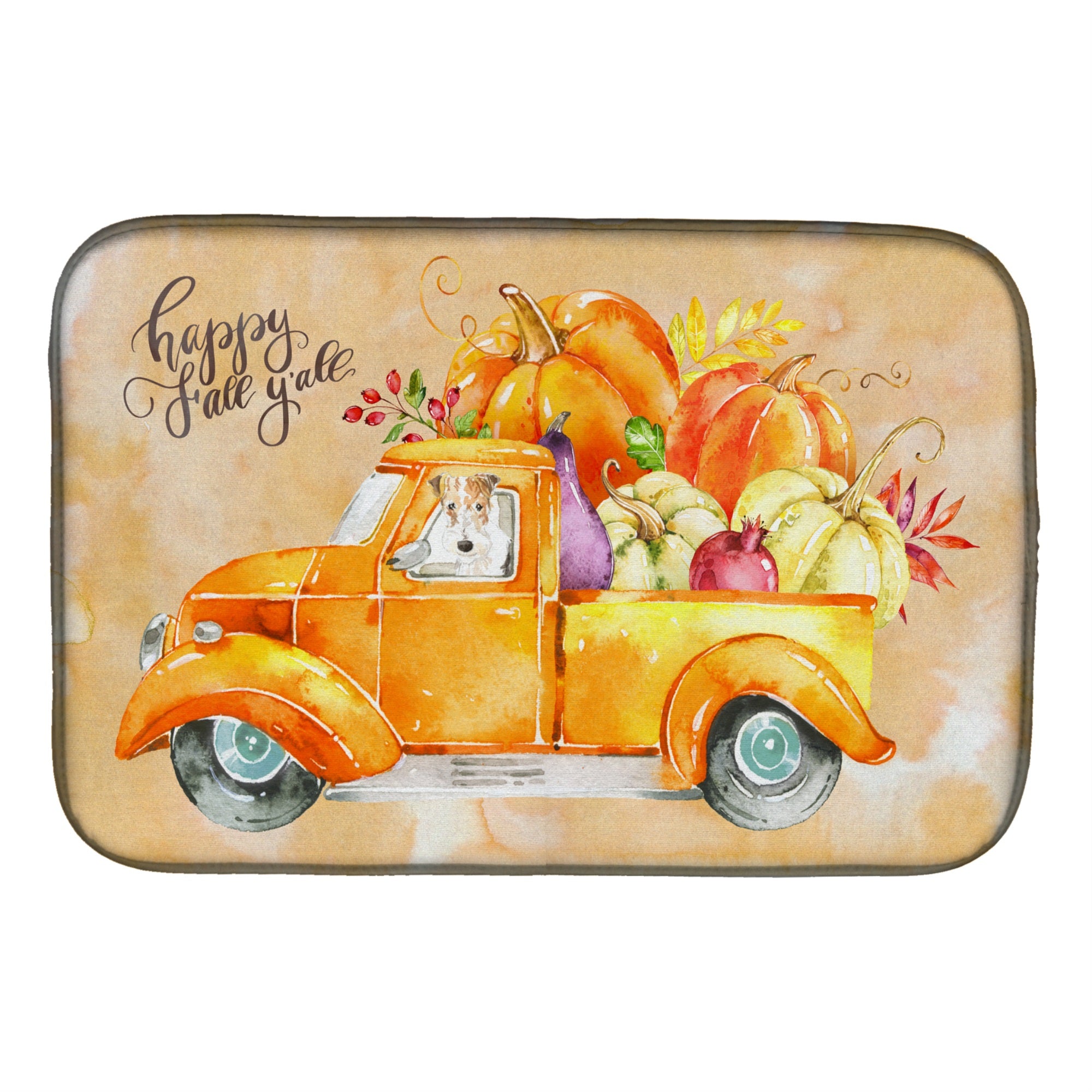 'Caroline'S Treasures Ck2642Ddm Fall Harvest Fox Terrier Dish-Drying-Mats, 14X21, Multicolor''