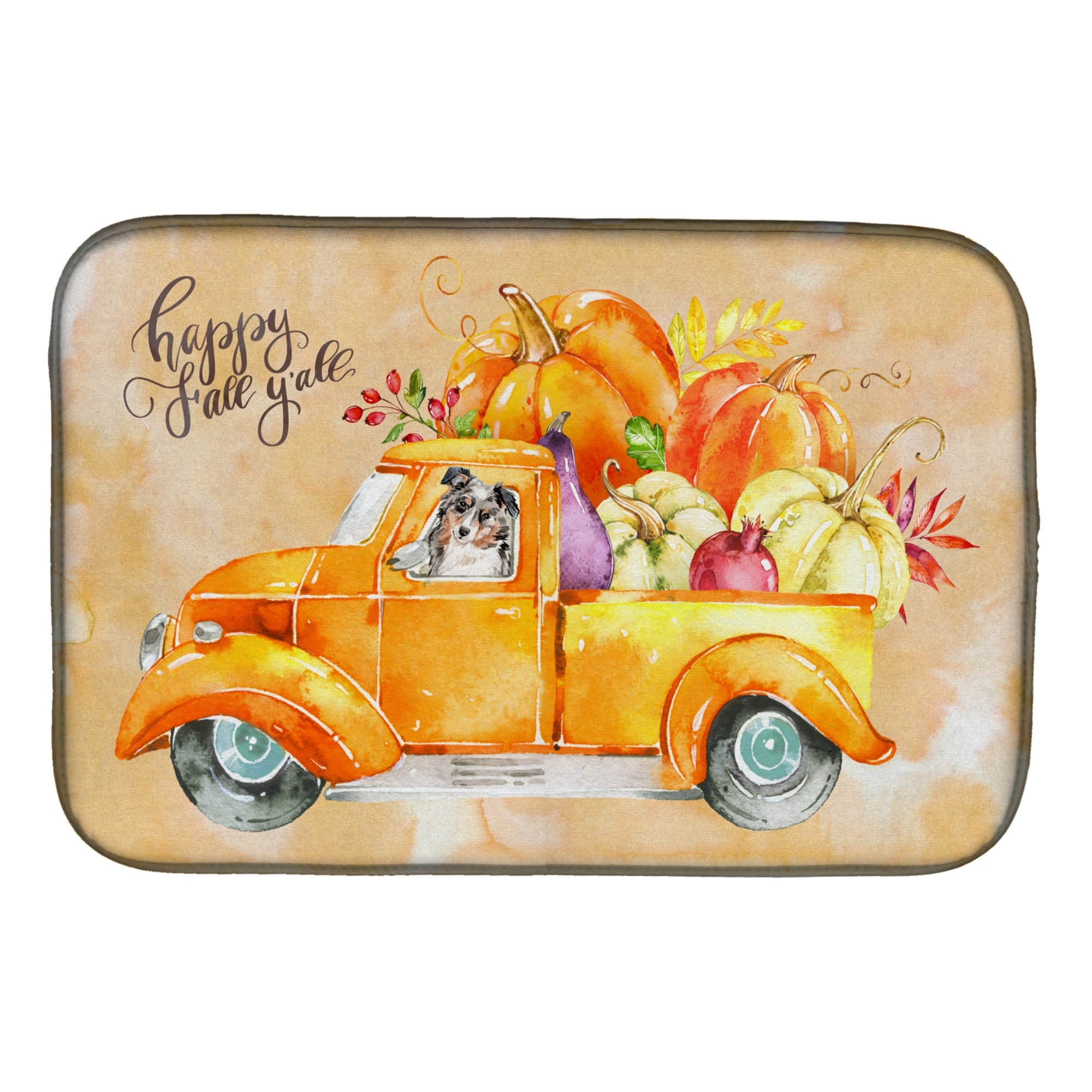 'Caroline'S Treasures Ck2646Ddm Fall Harvest Australian Shepherd Dish-Drying-Mats, 14X21, Multicolor''