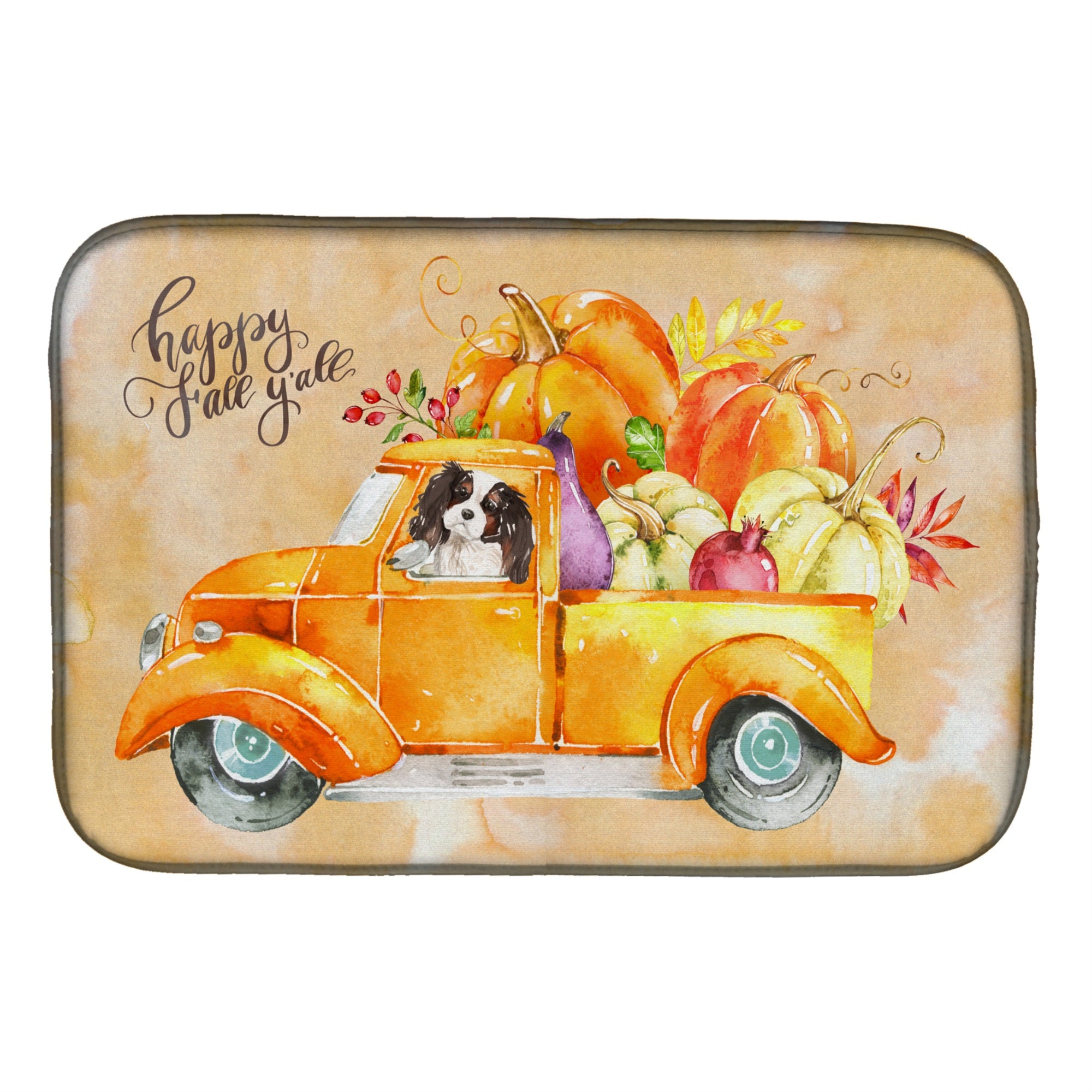 'Caroline'S Treasures Ck2652Ddm Fall Harvest Tricolor Cavalier Spaniel Dish-Drying-Mats, 14X21, Multicolor''