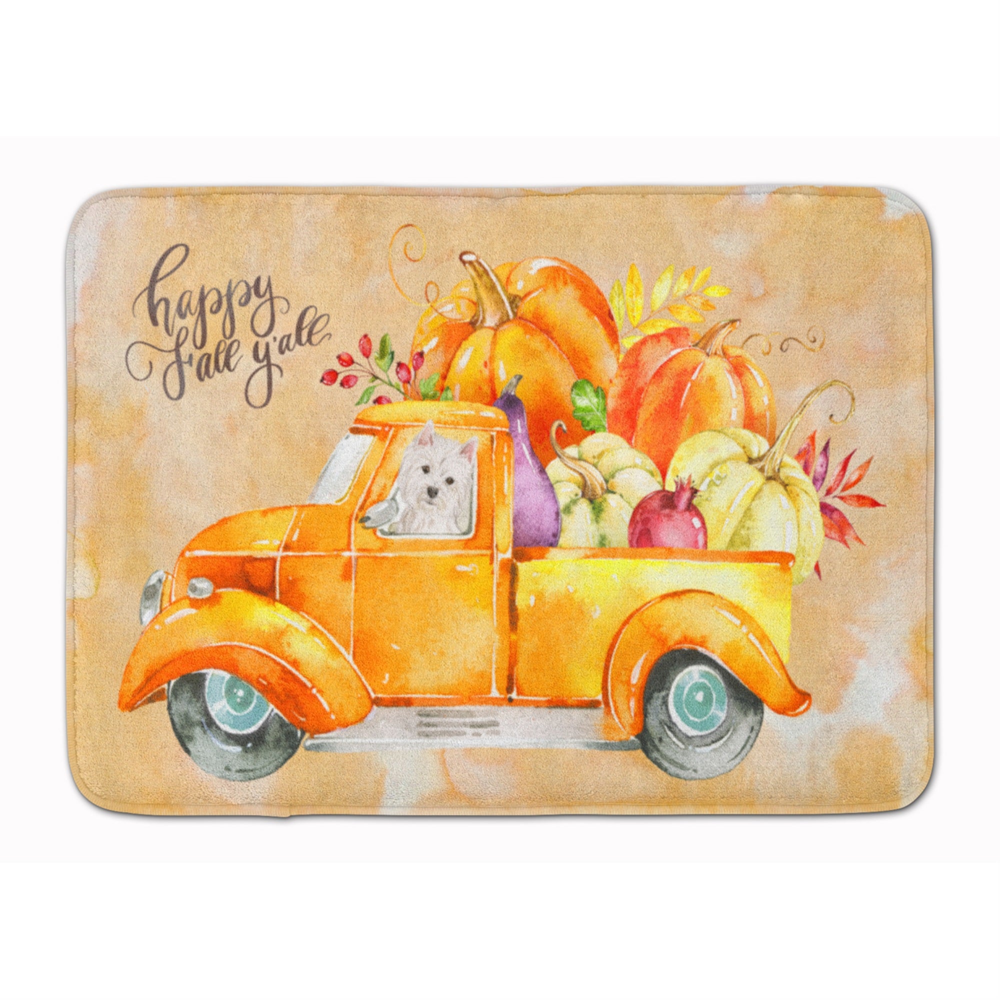 'Caroline'S Treasures Fall Harvest Westie Machine Washable Memory Foam Mat Doormats, Multicolor''