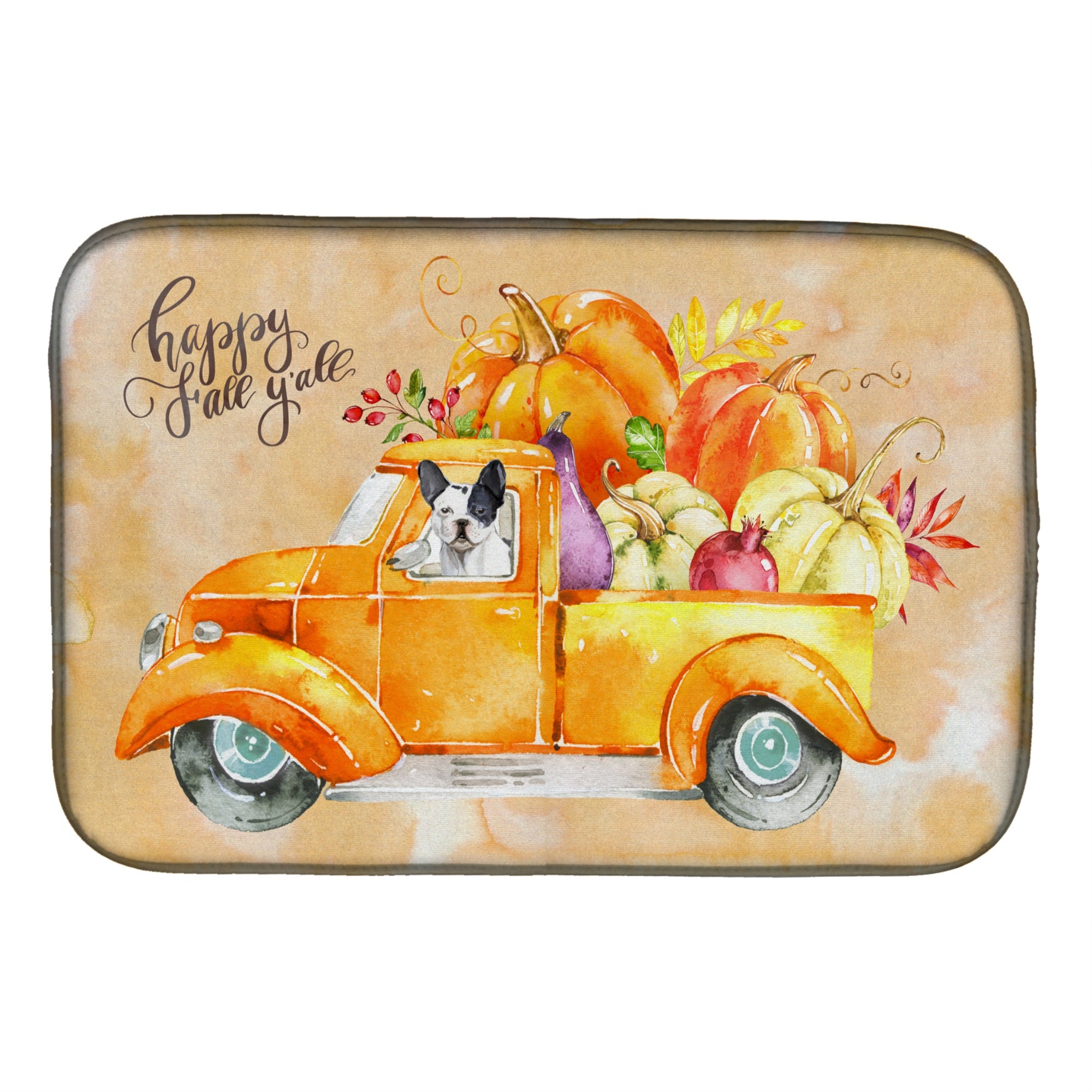 'Caroline'S Treasures Ck2656Ddm Fall Harvest French Bulldog Dish-Drying-Mats, 14X21, Multicolor''