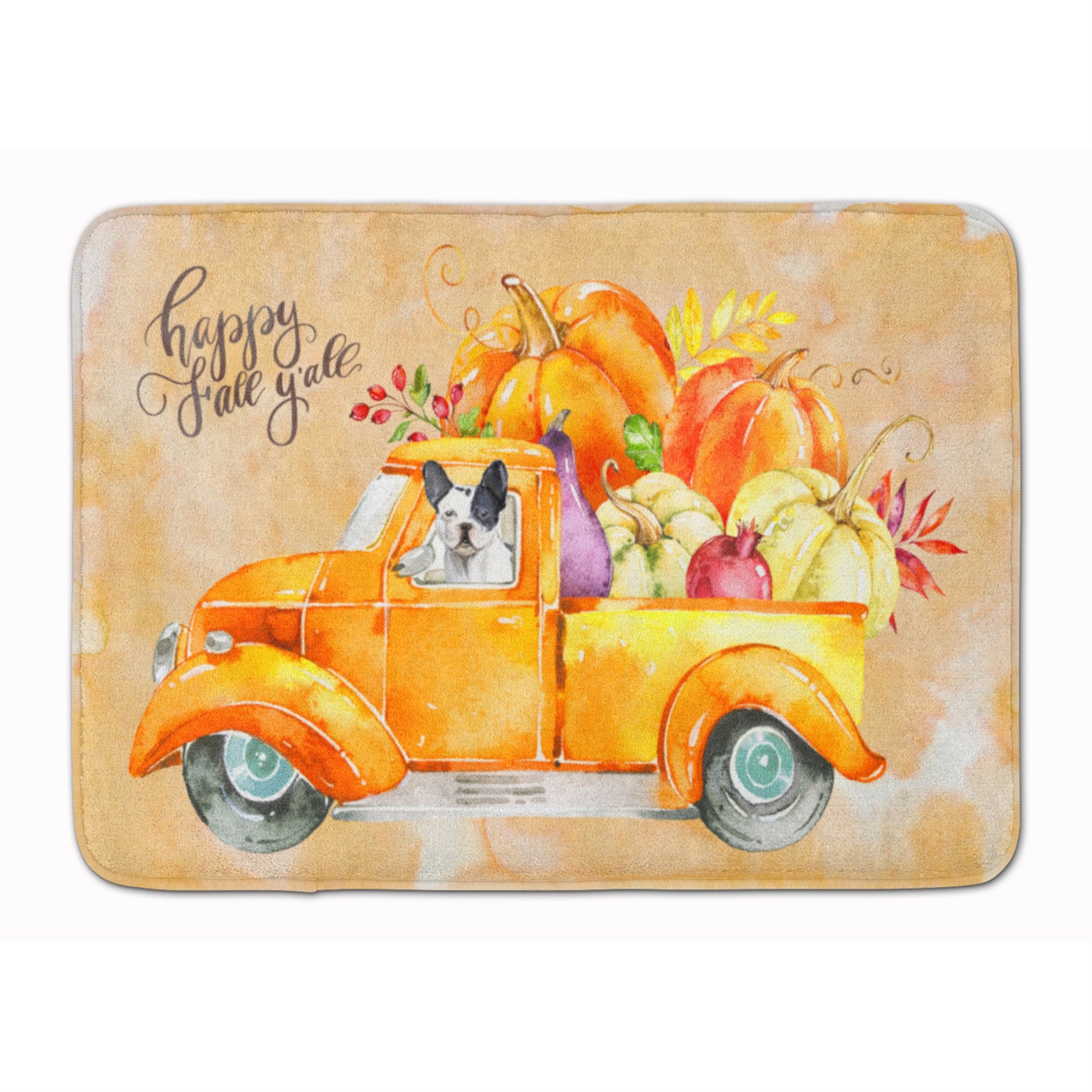 'Caroline'S Treasures Fall Harvest French Bulldog Machine Washable Memory Foam Mat Doormats, Multicolor''