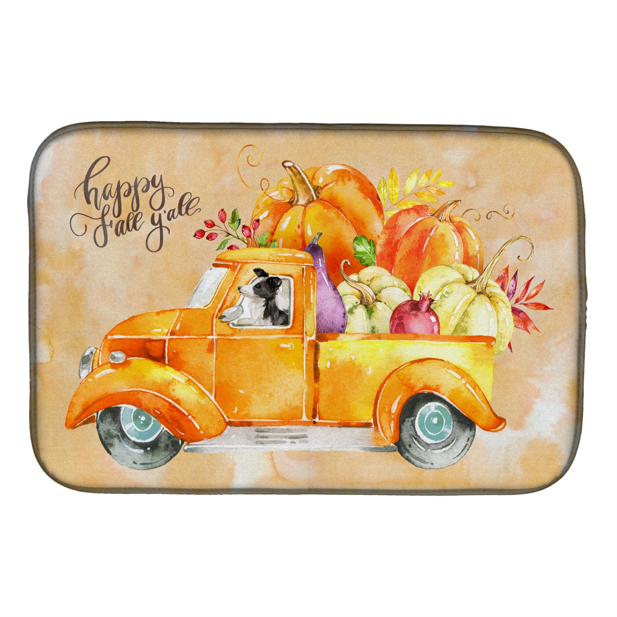 'Caroline'S Treasures Ck2657Ddm Fall Harvest Border Collie Dish-Drying-Mats, 14X21, Multicolor''
