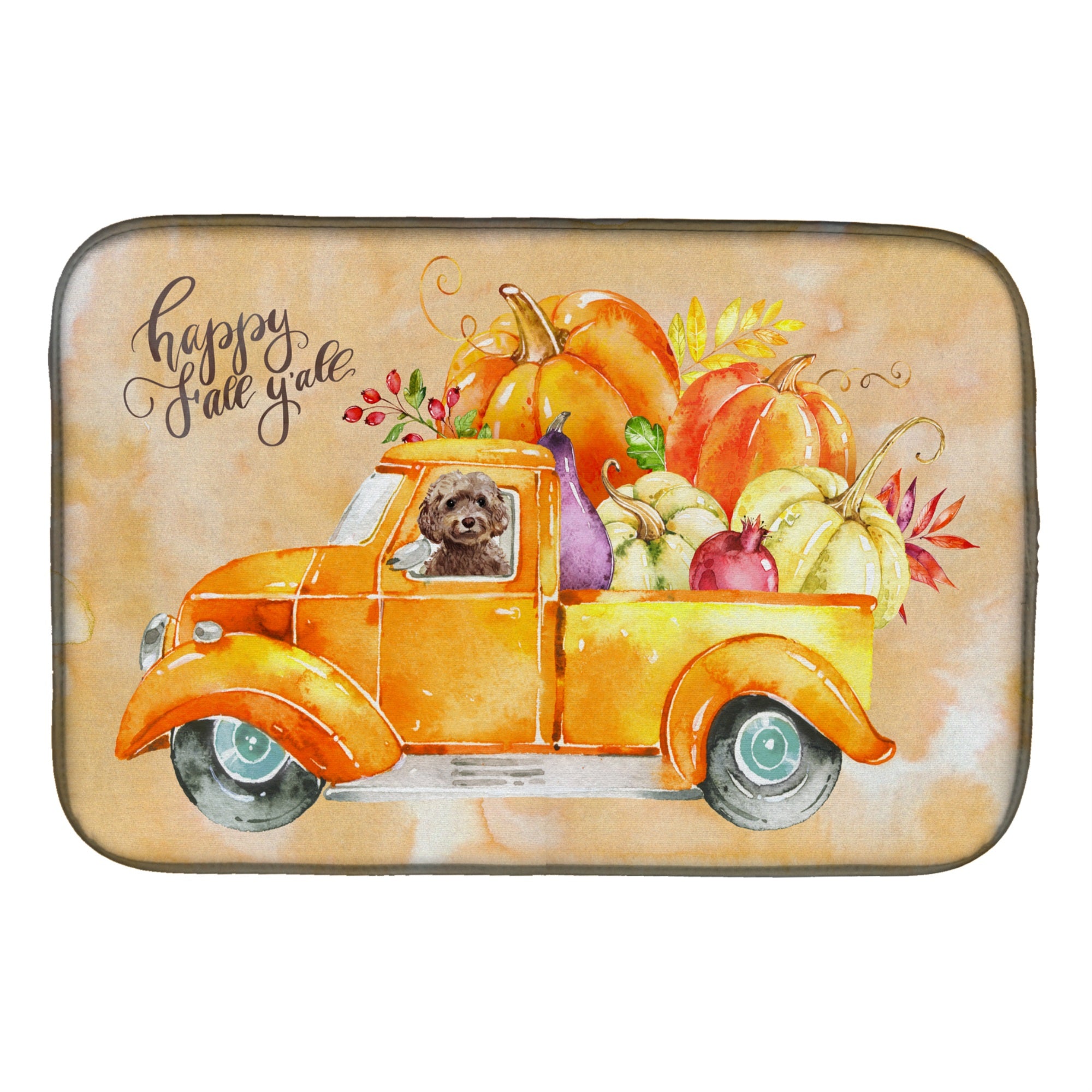 'Caroline'S Treasures Ck2658Ddm Fall Harvest Brown Cockapoo Dish-Drying-Mats, 14X21, Multicolor''