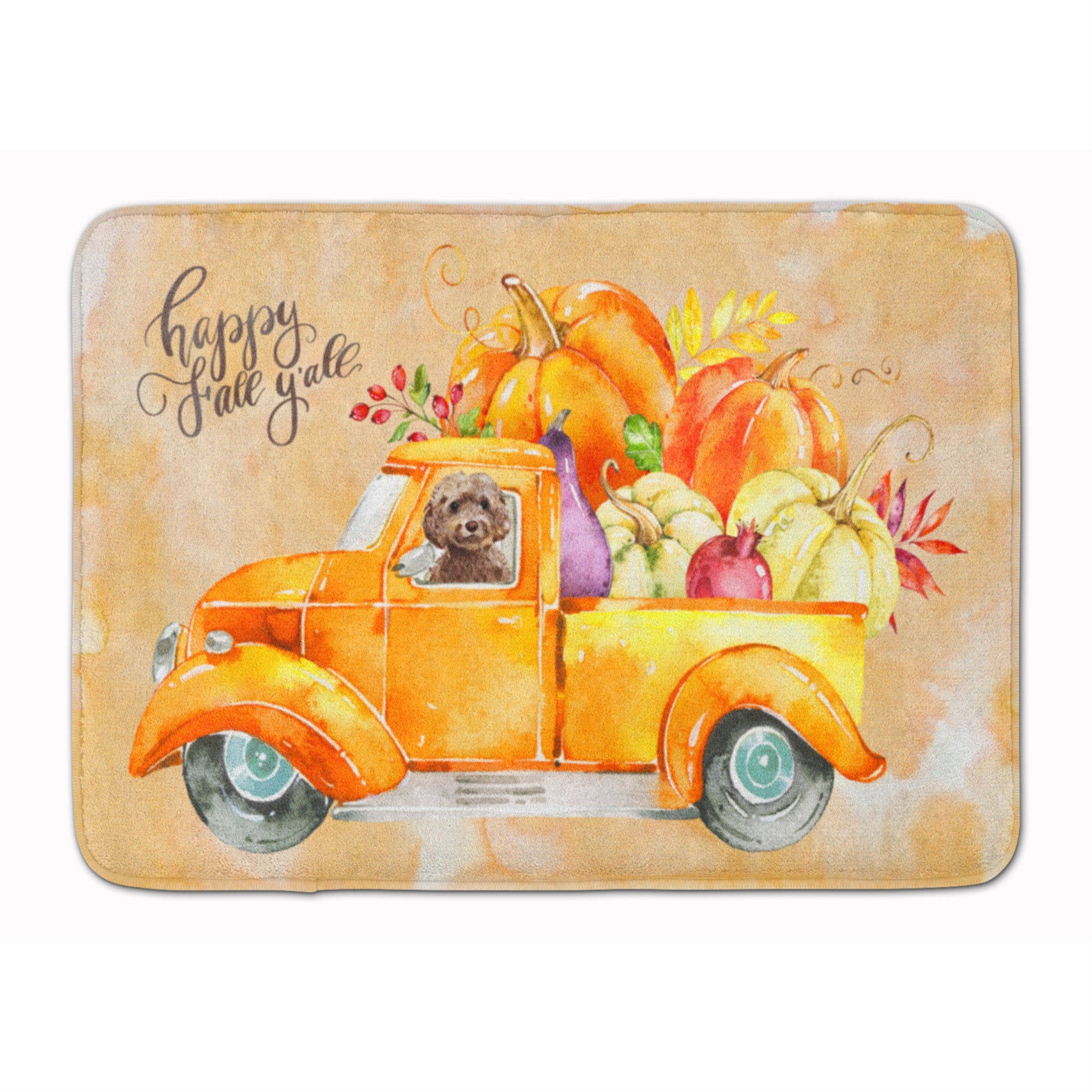 'Caroline'S Treasures Fall Harvest Brown Cockapoo Machine Washable Memory Foam Mat Doormats, Multicolor''