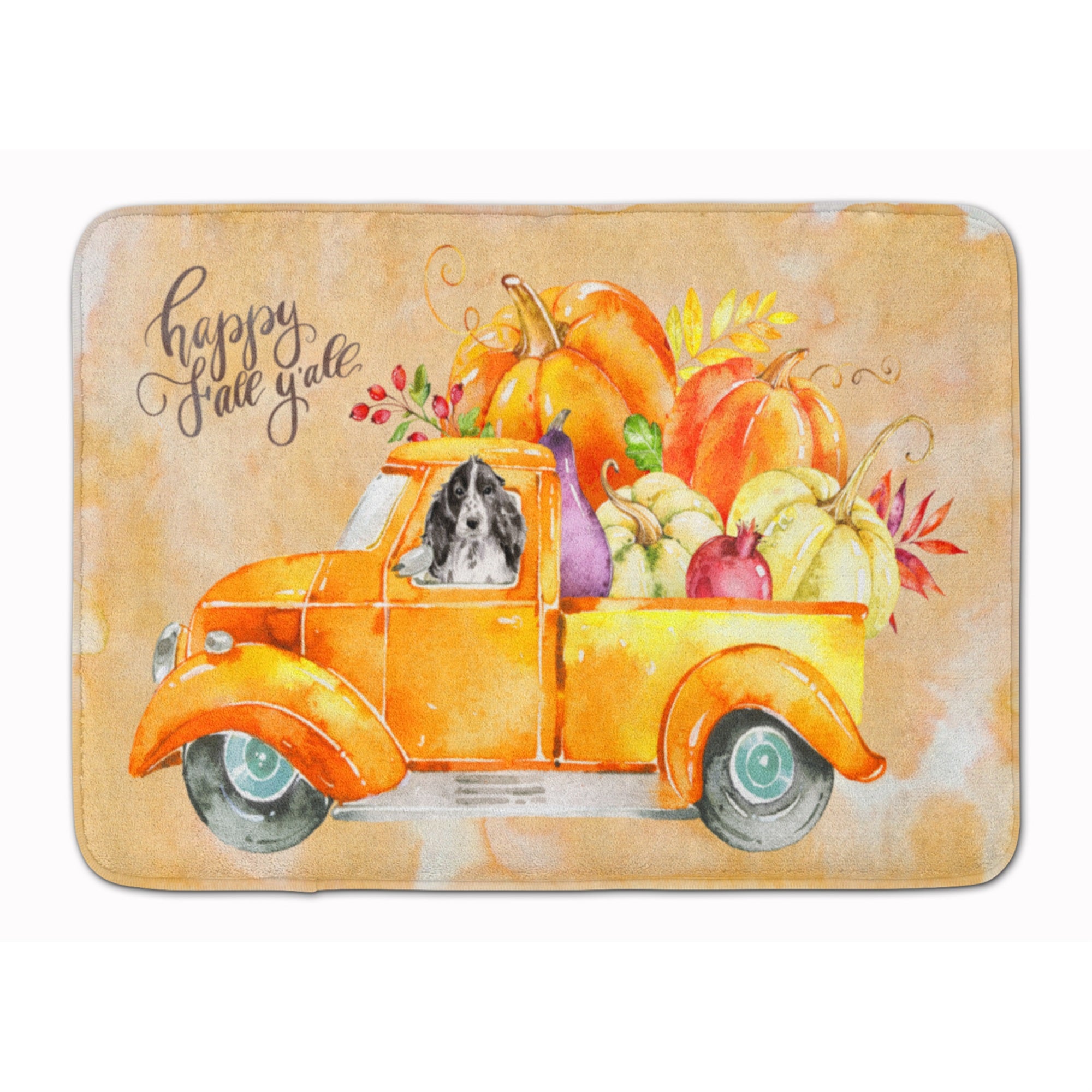 'Caroline'S Treasures Fall Harvest Black Parti Cocker Spaniel Machine Washable Memory Foam Mat Doormats, Multicolor''